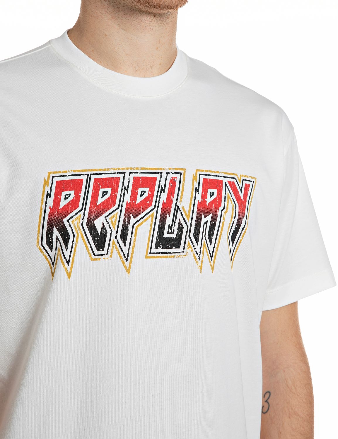 Replay T-shirt avec impression frontale, coton pur