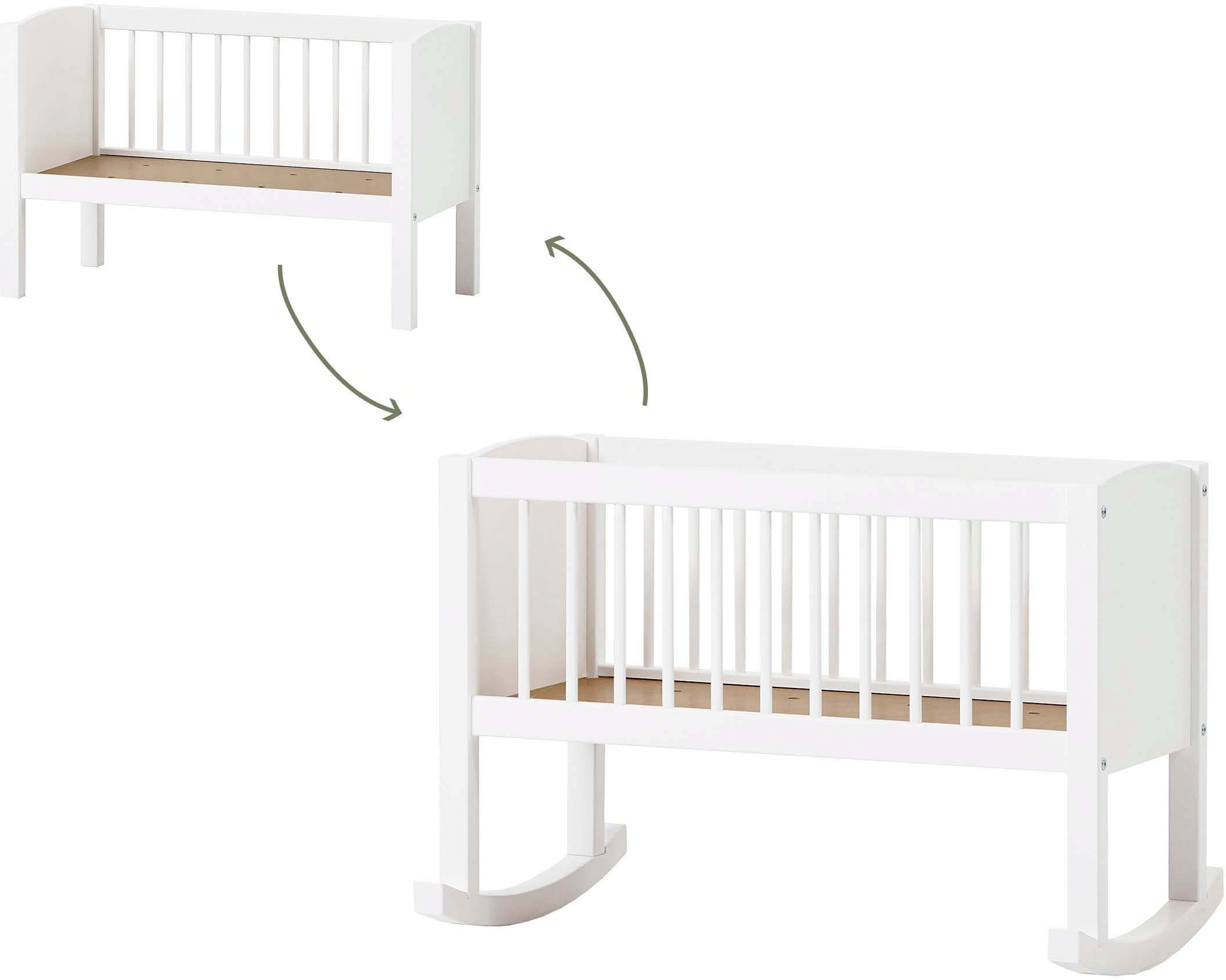 Hoppekids Stubenbett umbaubar zu Sitzbank, wahlweise mit Matratze & Zubehör