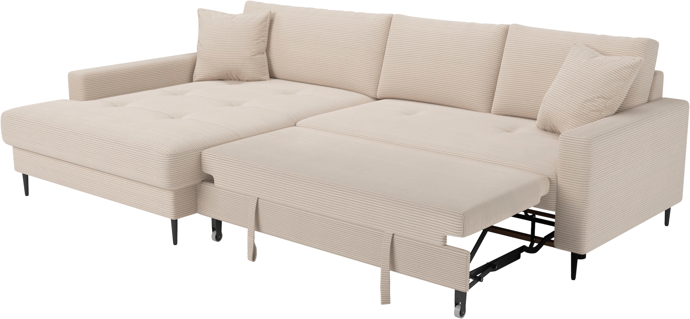 Trends by HG Ecksofa »Summer L-Form, B: 284 cm, Schlaffunktion, 2 Zierkissen« optional mit Kopfstützen, Wellenfederung, frei stellbar