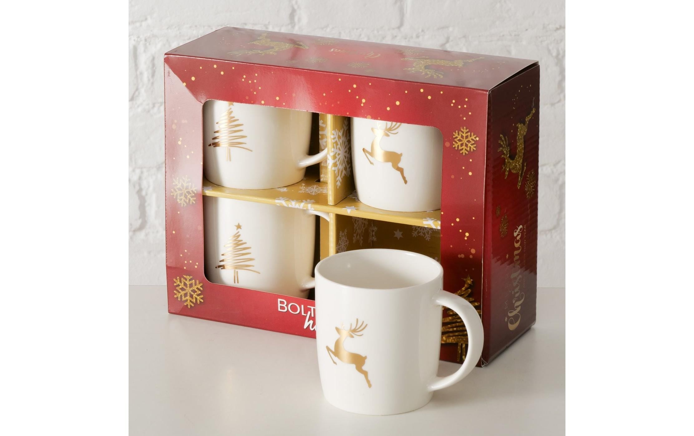 BOLTZE Figurine de Noël »Tasse Brilly 4er Set, Keramik, 320 ml«