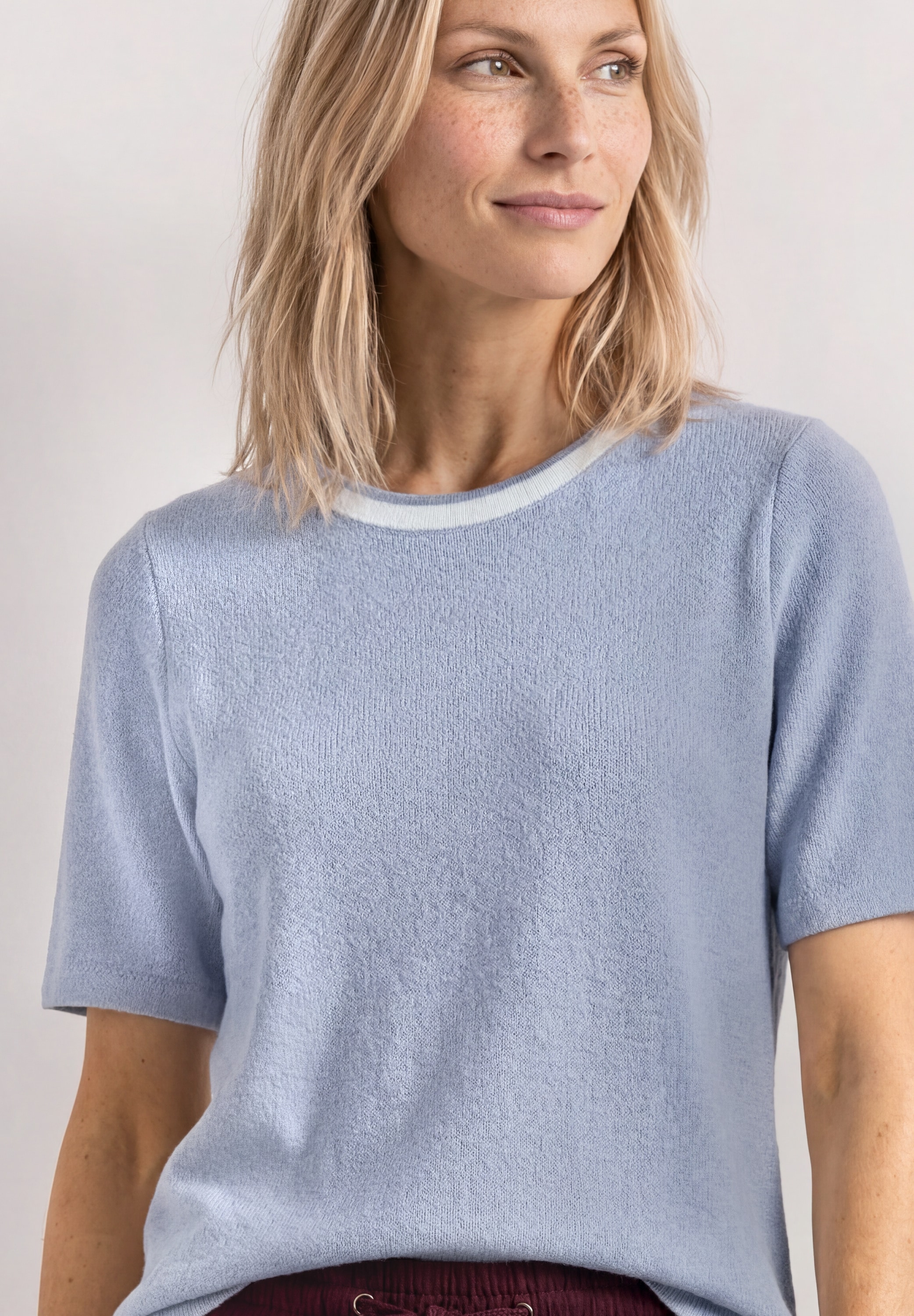 STREET ONE T-shirt à manches courtes T-shirt d'été à manches courtes en tricot avec col rond