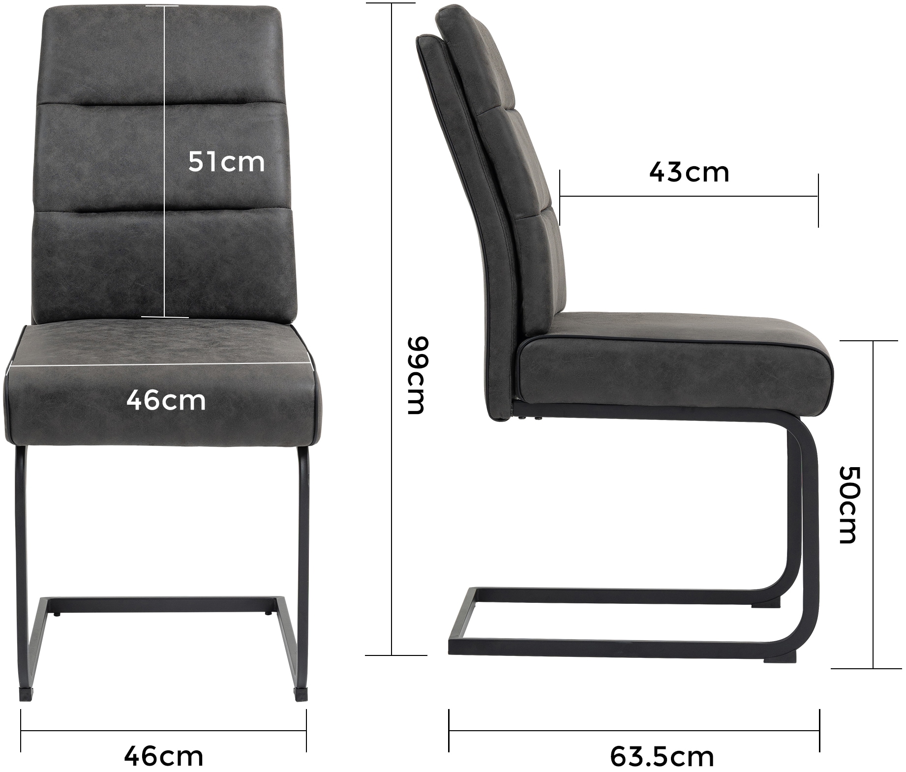 Duo Collection Chaise de salle à manger »Marga Freischwinger, 2er- Set« (Ensemble) 2 cuisrembourrage supplémentaire avec ressorts ensachés, patins de sécurité