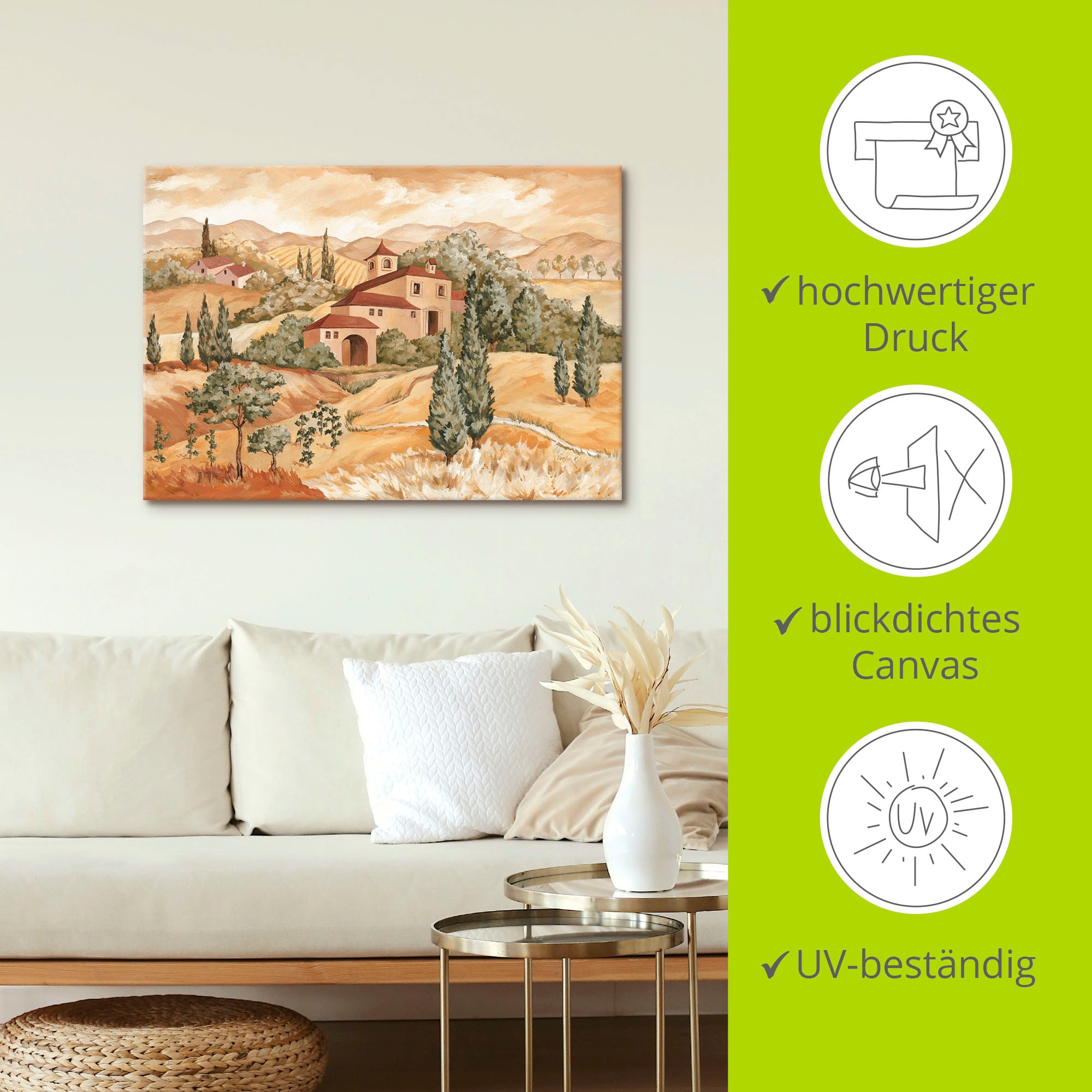 Artland Tableau sur toile »Landschaft IV« 1 cuis tlg. auf Holzrahmen gespannt