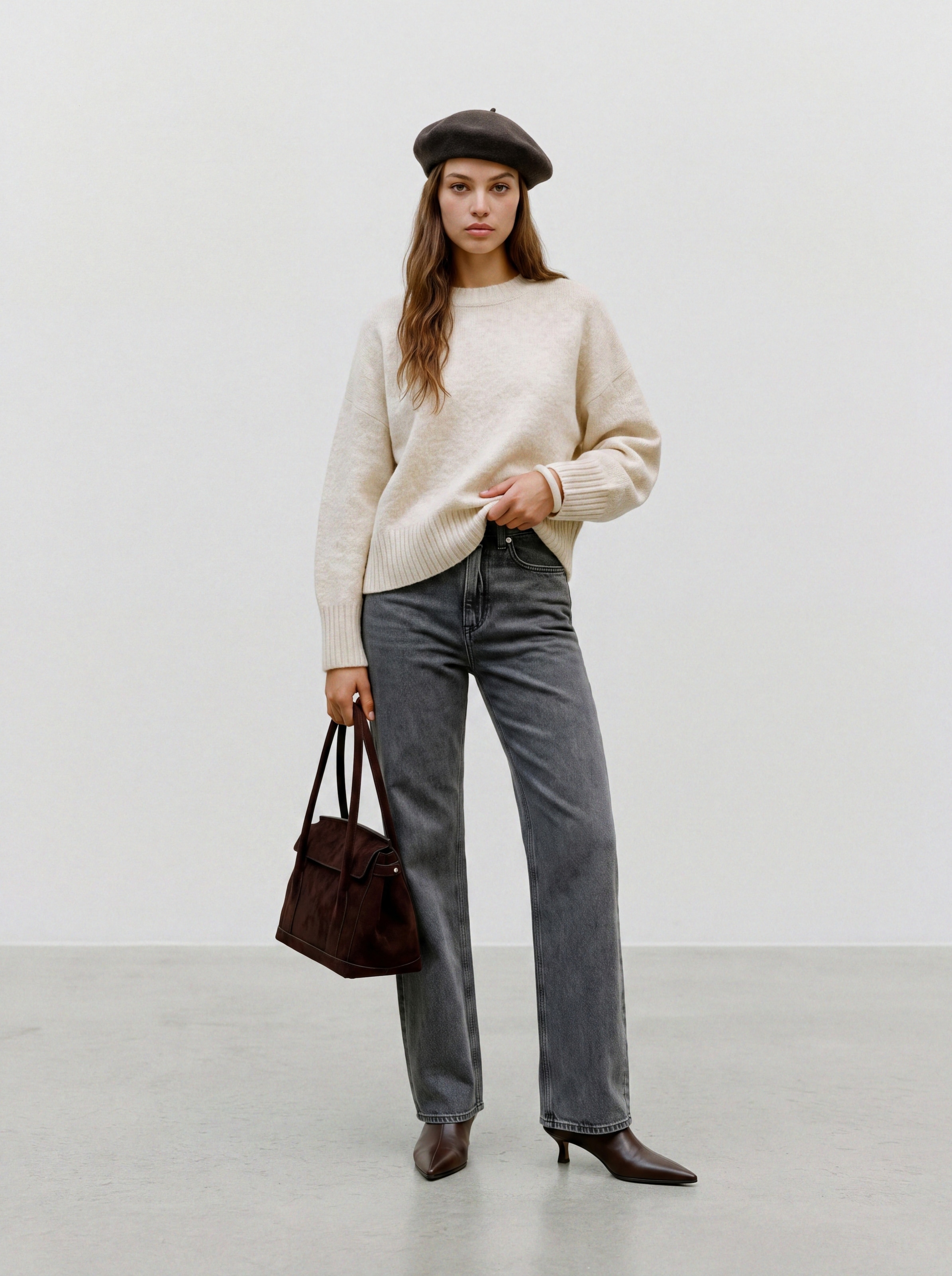 TOPSHOP Pull à col rond »TSDAISY LS KNITTED JUMPER KNT NOOS« mélange de matériaux, coupe plus courte