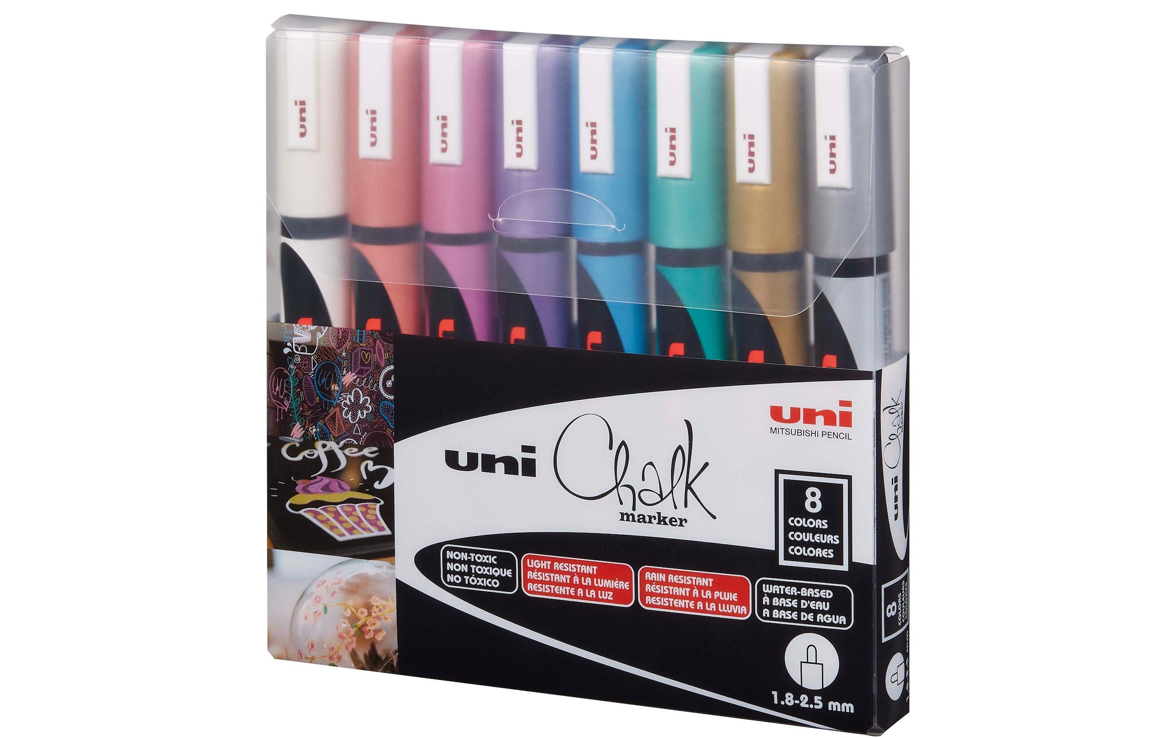   Marqueur craie »Uni Uni CHALK 1.8-2.5 mm Metallic 8 Stk«