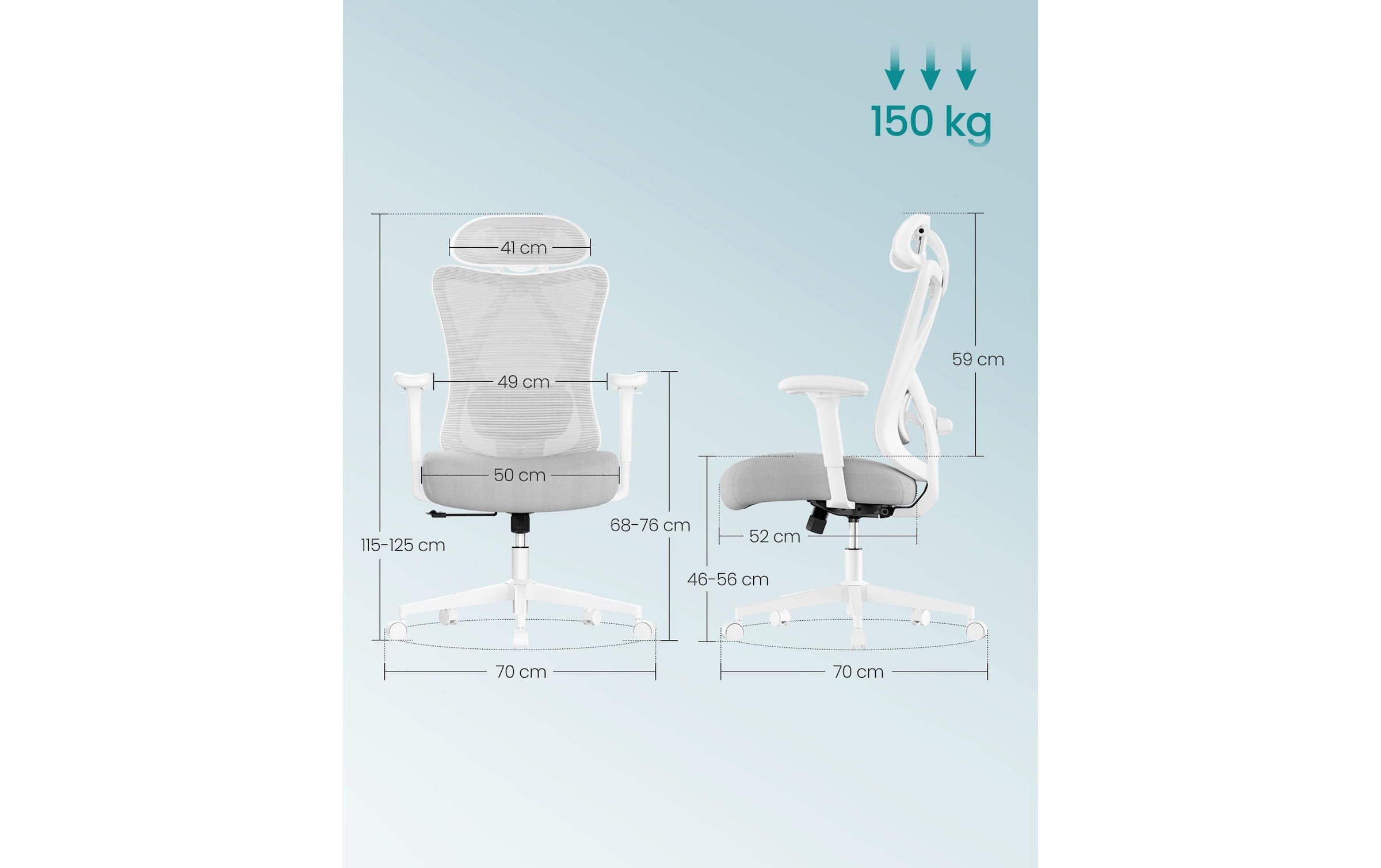 SONGMICS Chaise de bureau »mit verstellbarer Lendenstütze und Kopfstütze« ()