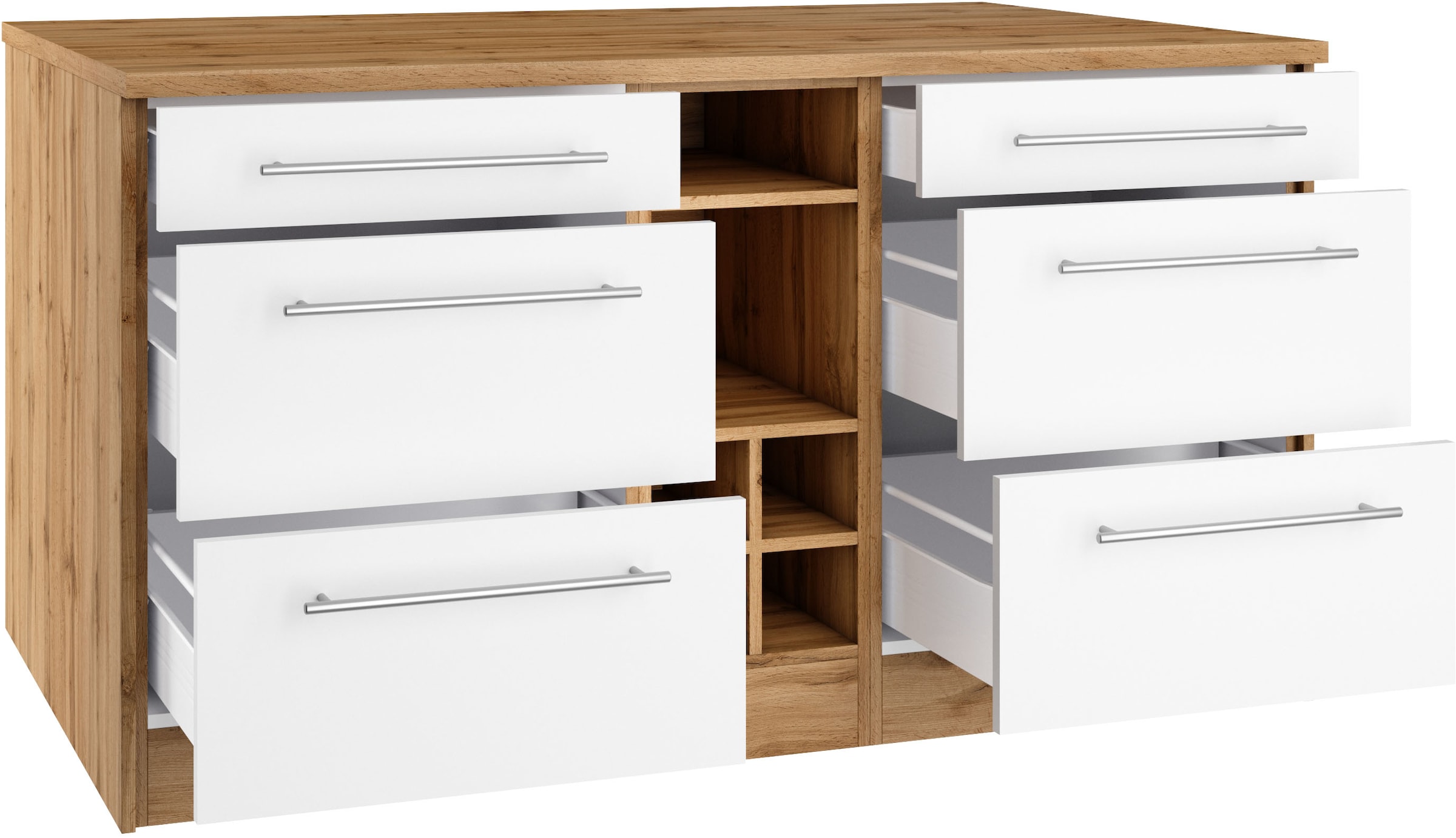 KOCHSTATION Ilot de cuisine »KS-Wien« largeur 153 cm, façades MDF, casier à bouteilles