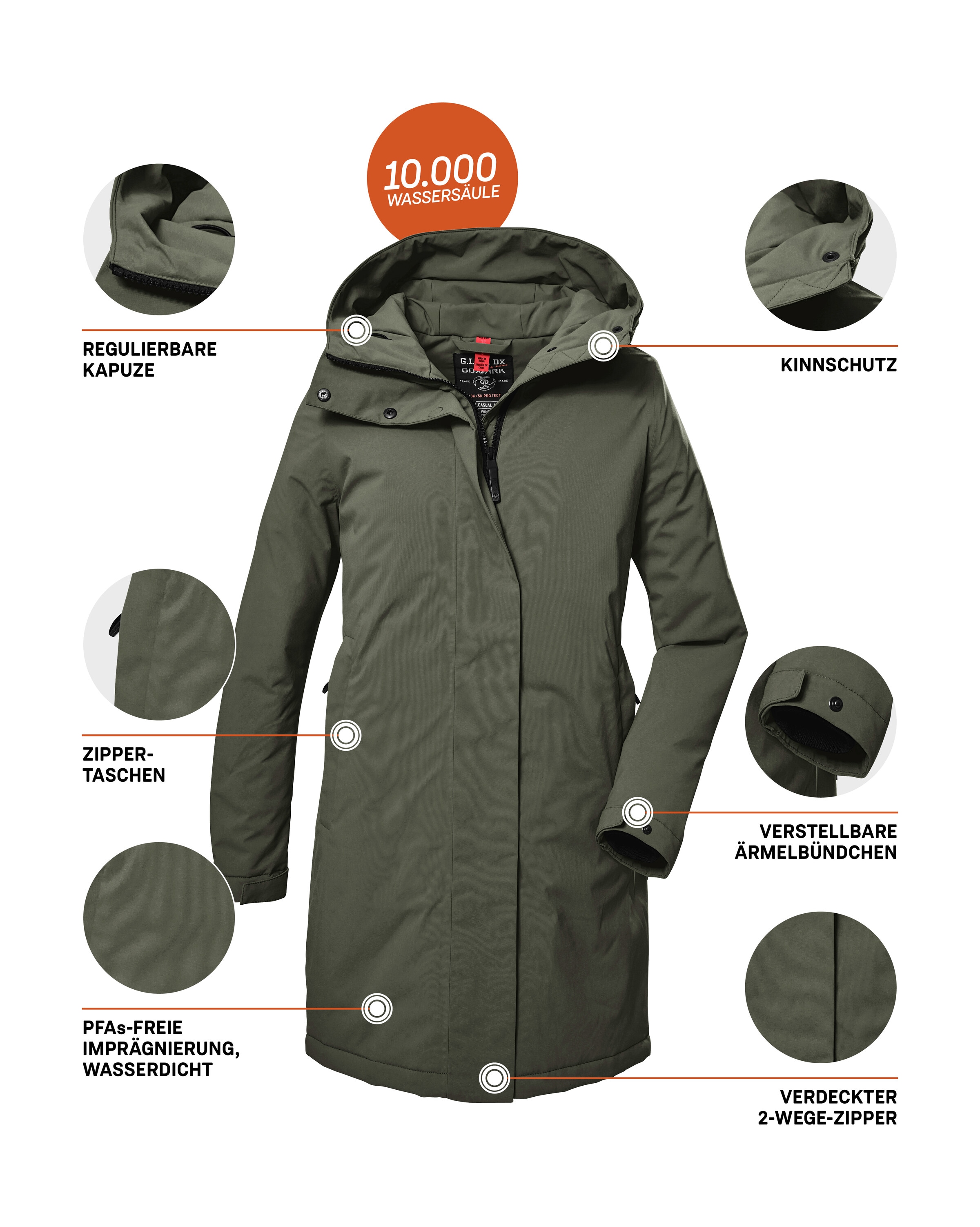 G.I.G.A. DX by killtec Parka »GW 73 WMN PRK« Wasserdichter, atmungsaktiver Damenparka mit Teflon EcoElite™