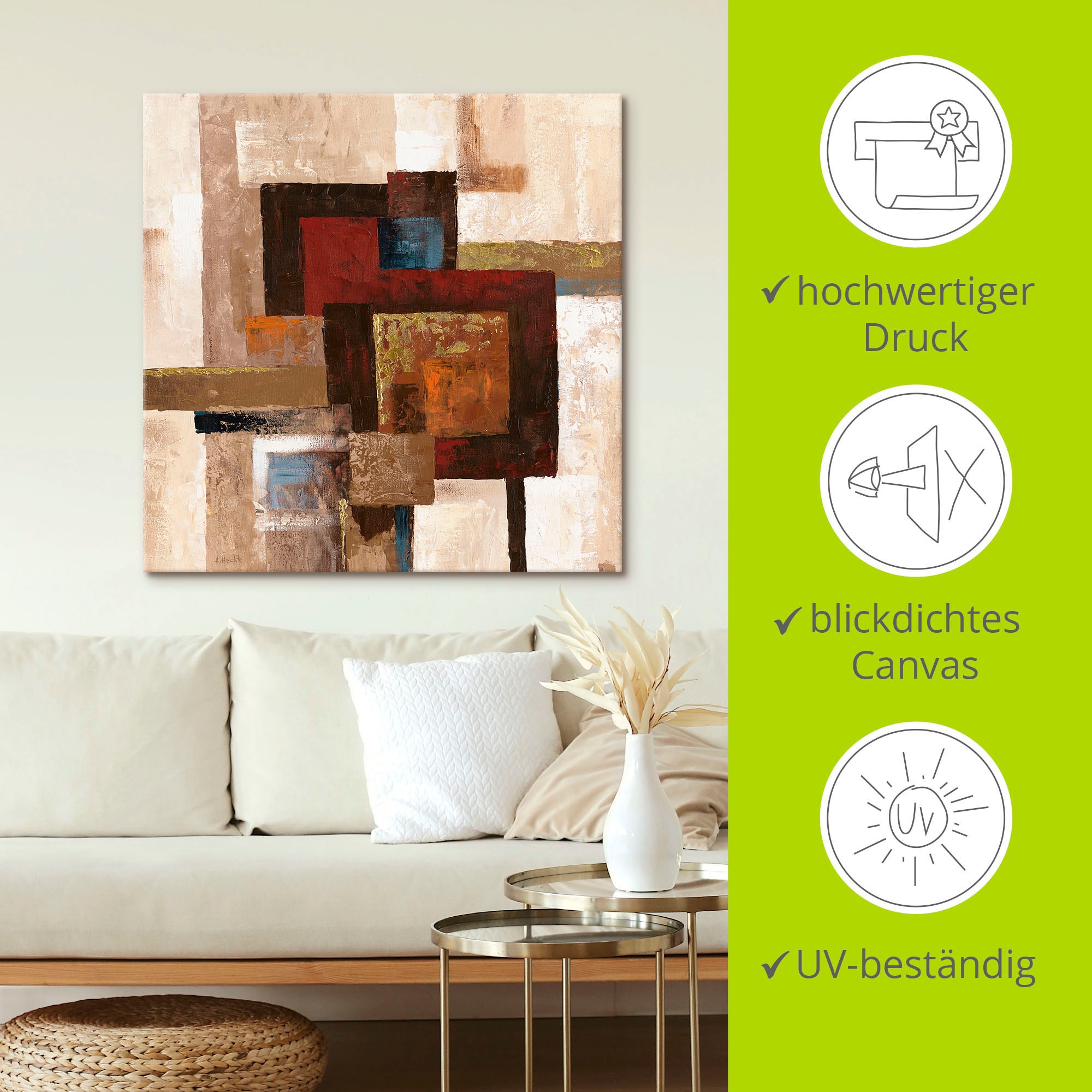 Artland Leinwandbild »Karos Abstrakt II« Muster 1 Stk. tlg. auf Holzrahmen gespannt