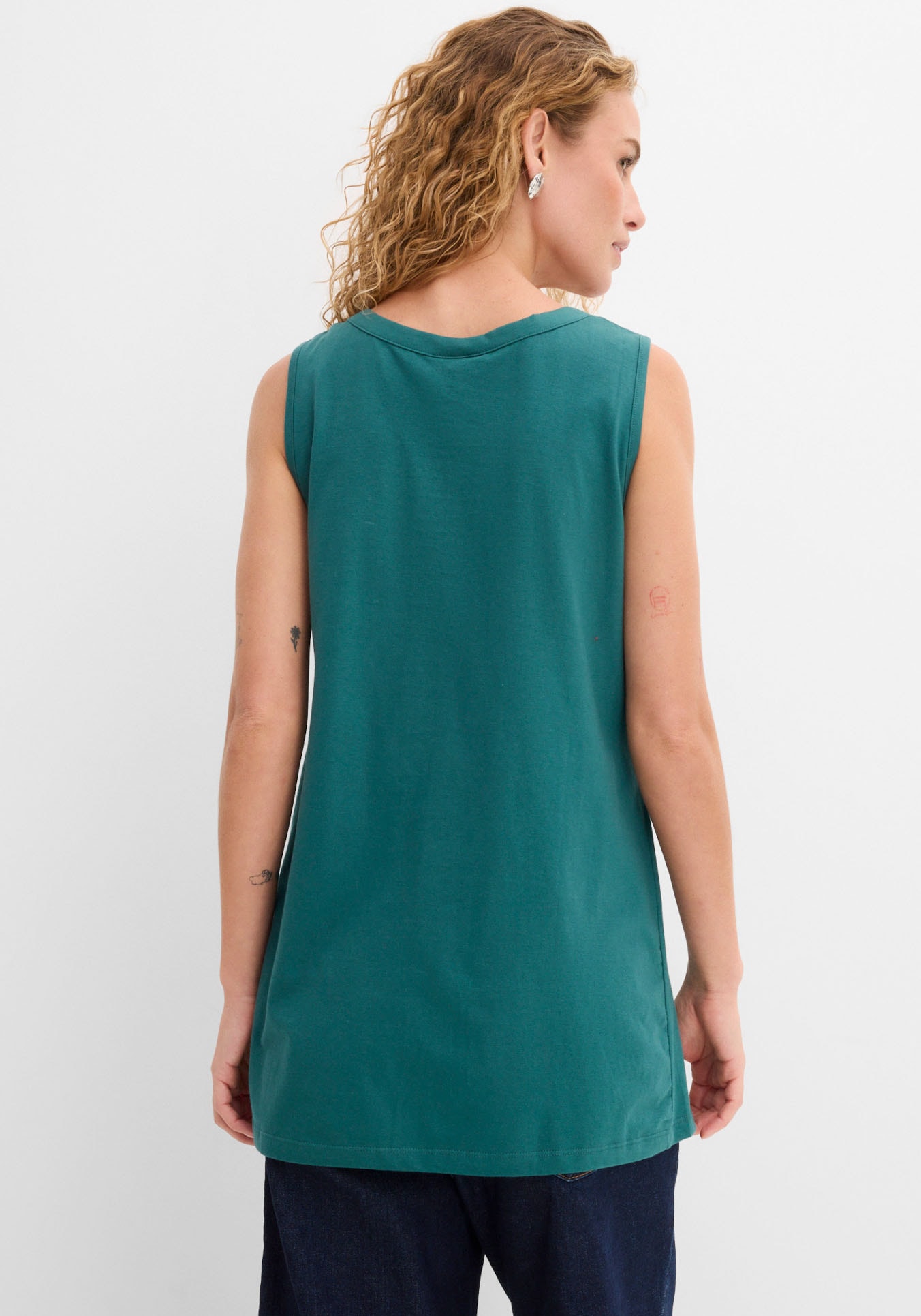 bonprix Top long »Long-Top« avec détail élégant plissé, coupe ample, coton pur