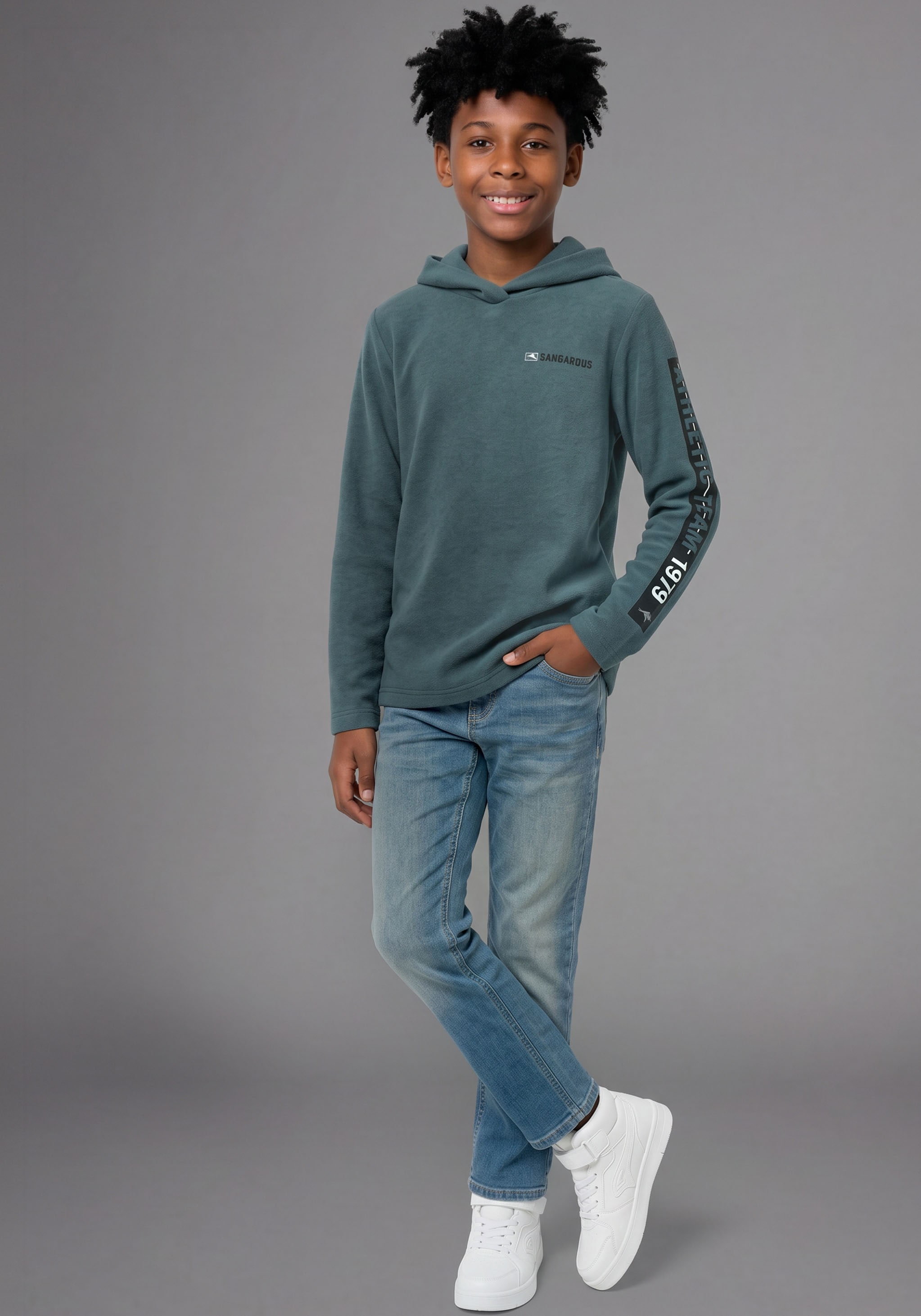 KangaROOS T-shirt à capuche »Shirt mit Ärmelprint« sweat à capuche chiné avec imprimé sur les manches