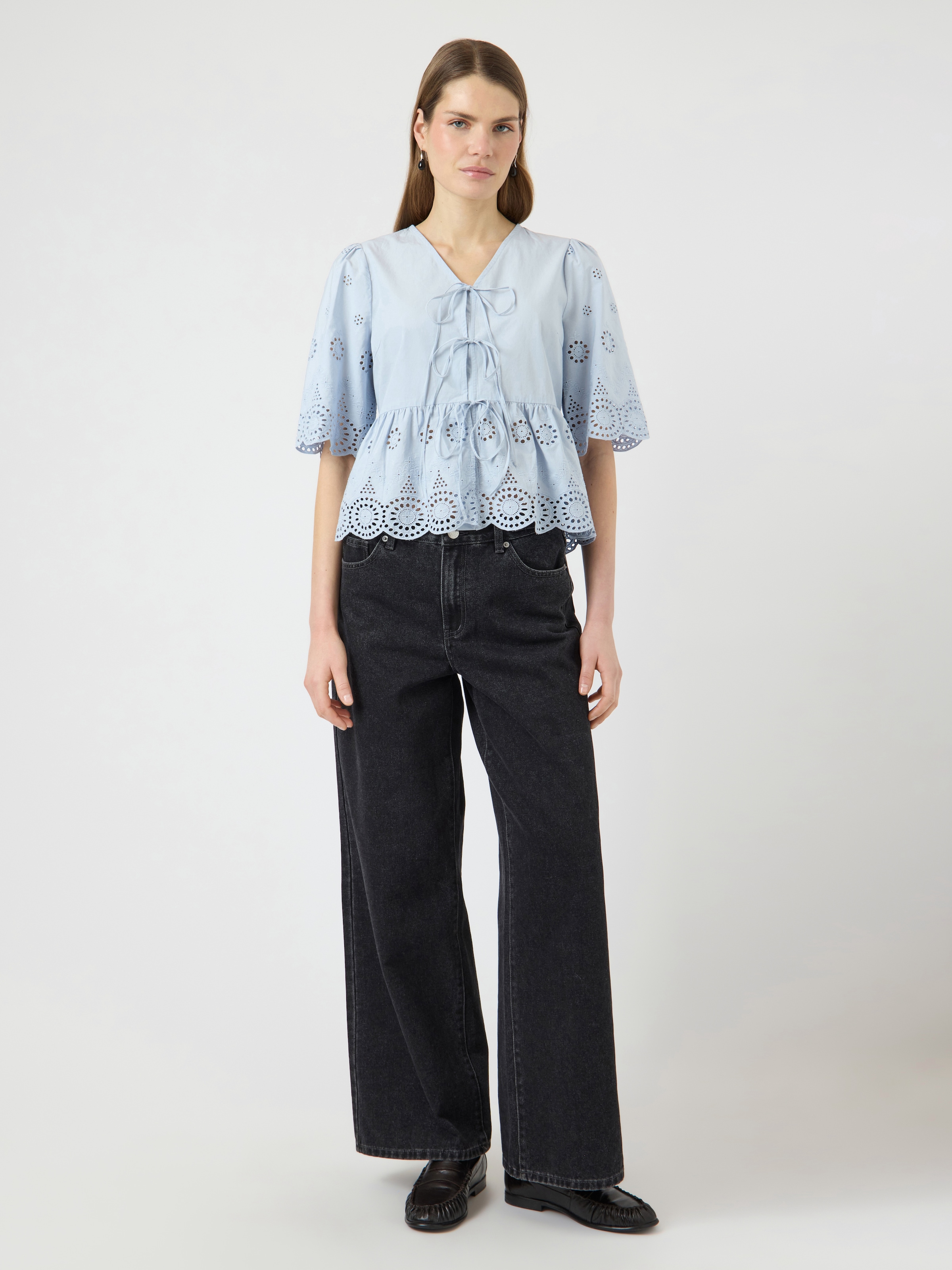 Y.A.S Spitzenbluse »YASCORNELIA 2/4 TIE TOP S. NOOS« Baumwolle, regular fit