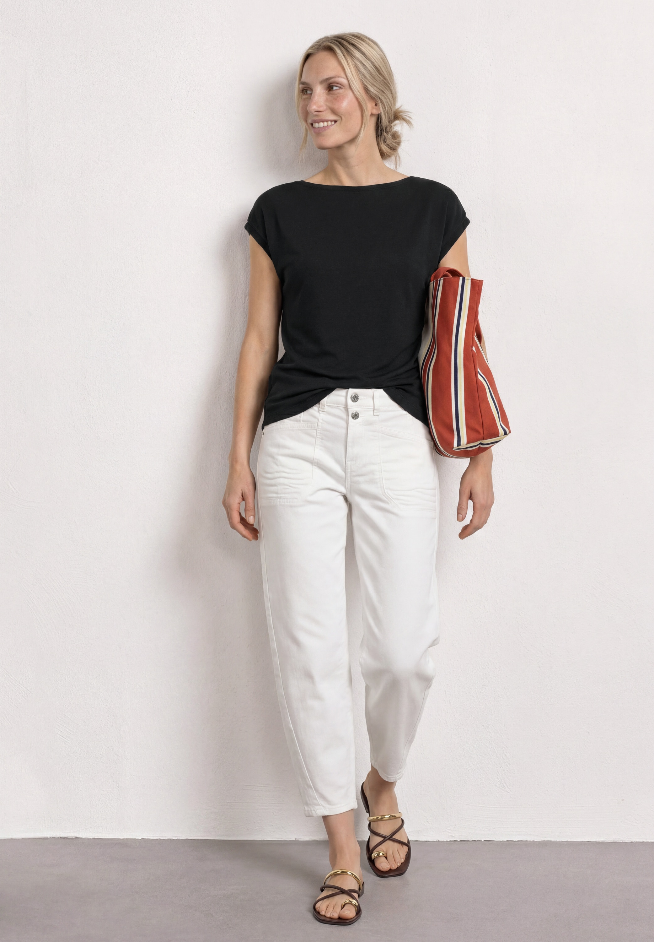 STREET ONE Haut de chemise t-shirt d’été avec fronces