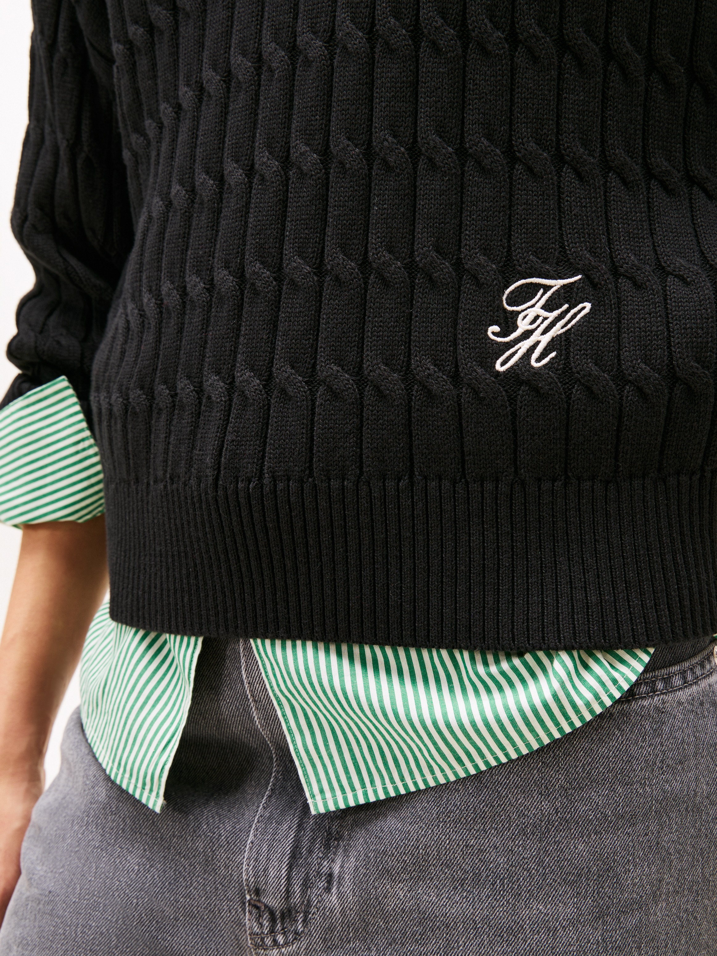 Tommy Hilfiger Troyer »CO CABLE MID GG 1/2 ZIP LS SWT« mit Zopfmuster