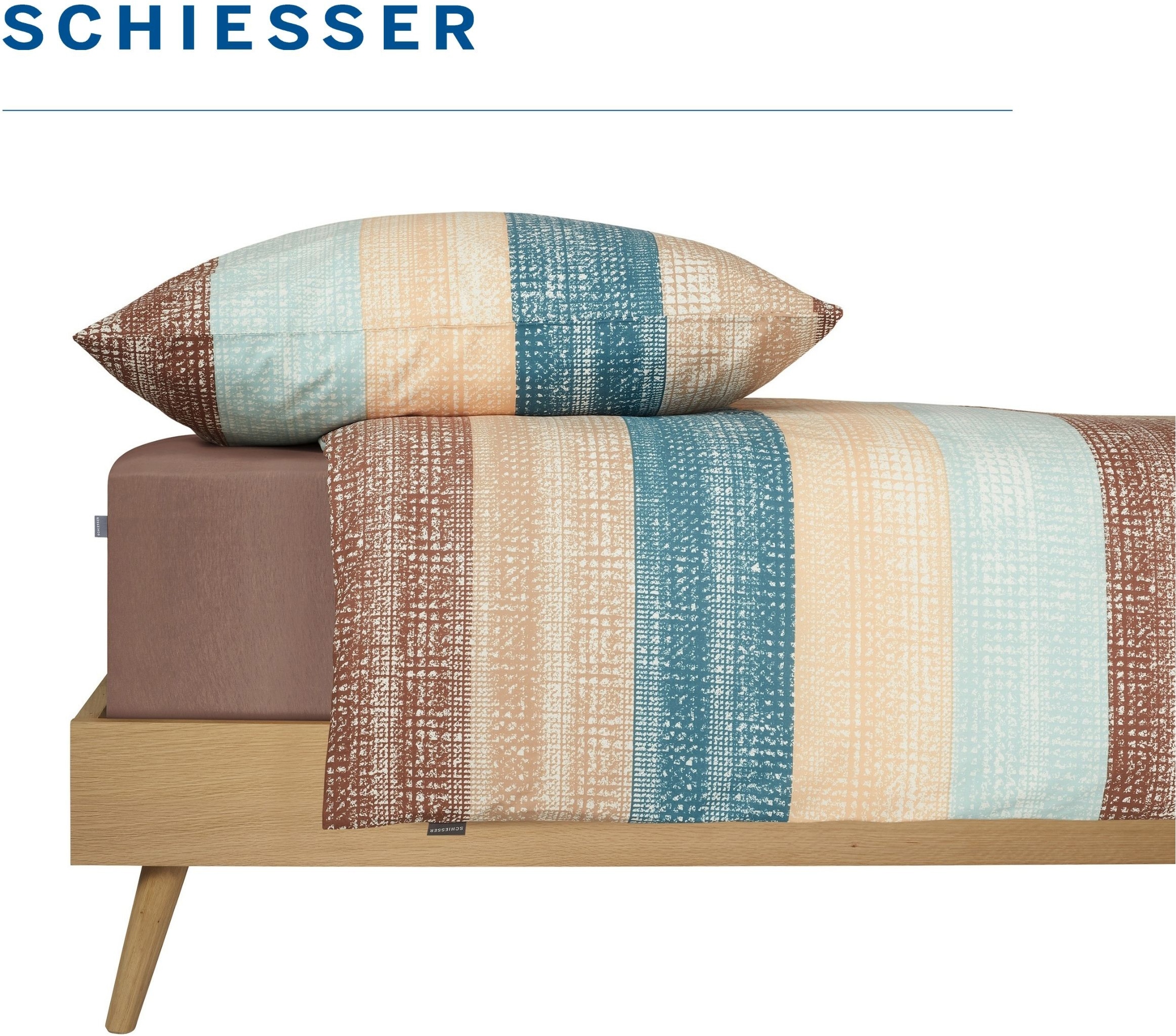 Schiesser Bettwäsche »Emilia aus weicher Baumwolle und texturierten Streifen« 2 Stk. OEKO-TEX® MADE IN GREEN