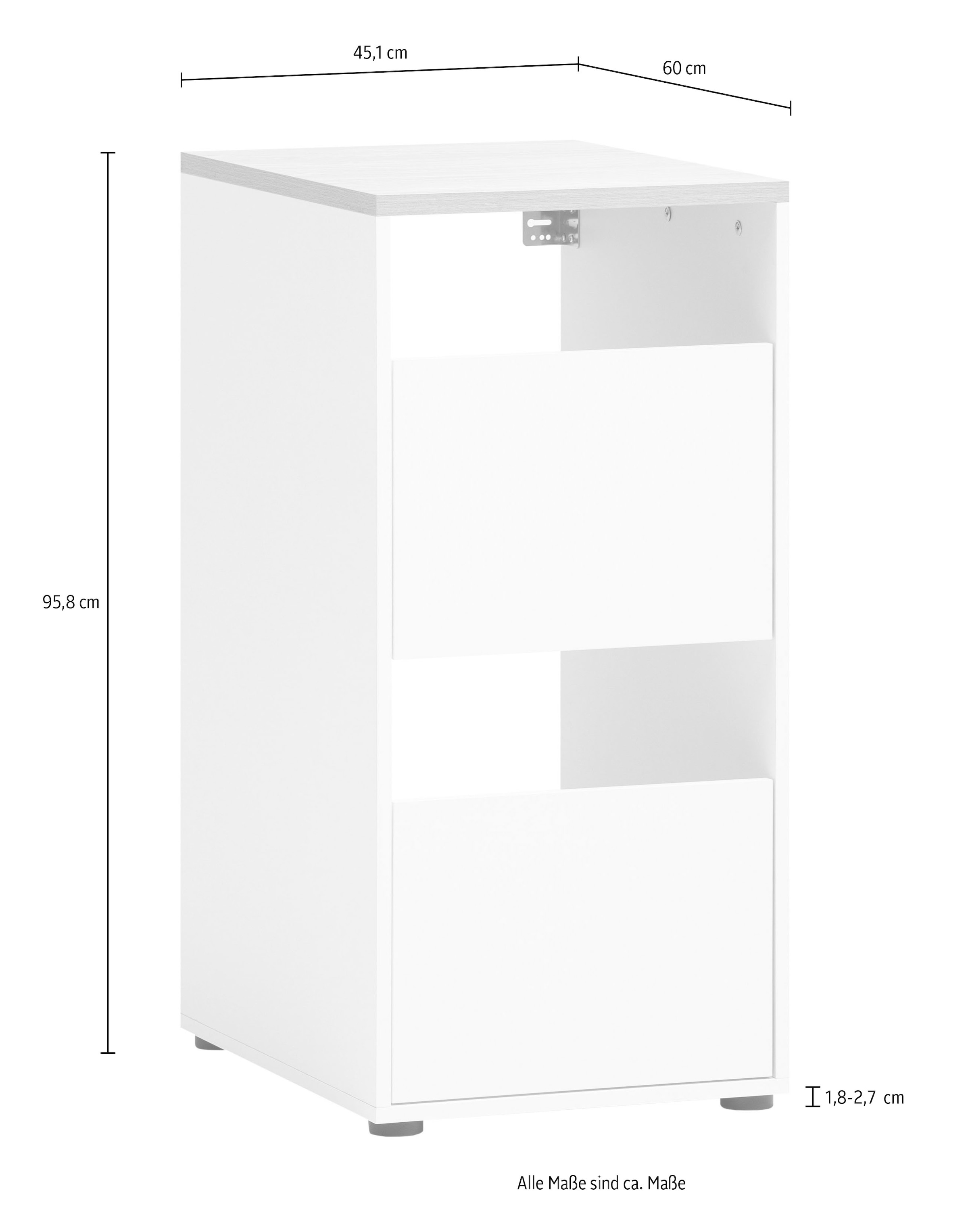 Schildmeyer Armoire à linge »Solea, Breite 45 cm« Zwei Wäscheschächte, Wechselbarer Türanschlag