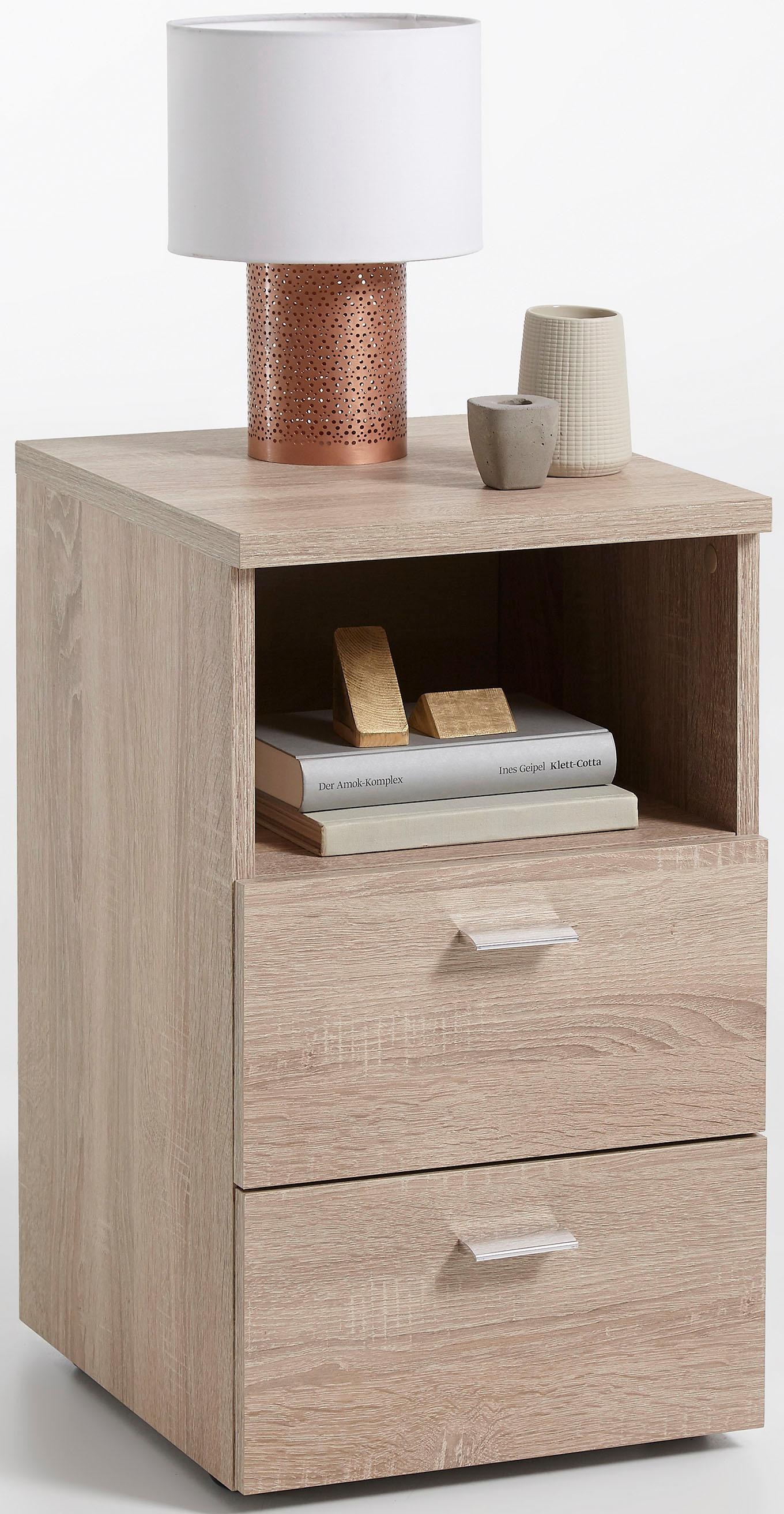 FMD Nachtkonsole »Suva« Nachttisch m. 2 Schubkästen und offenem Fach