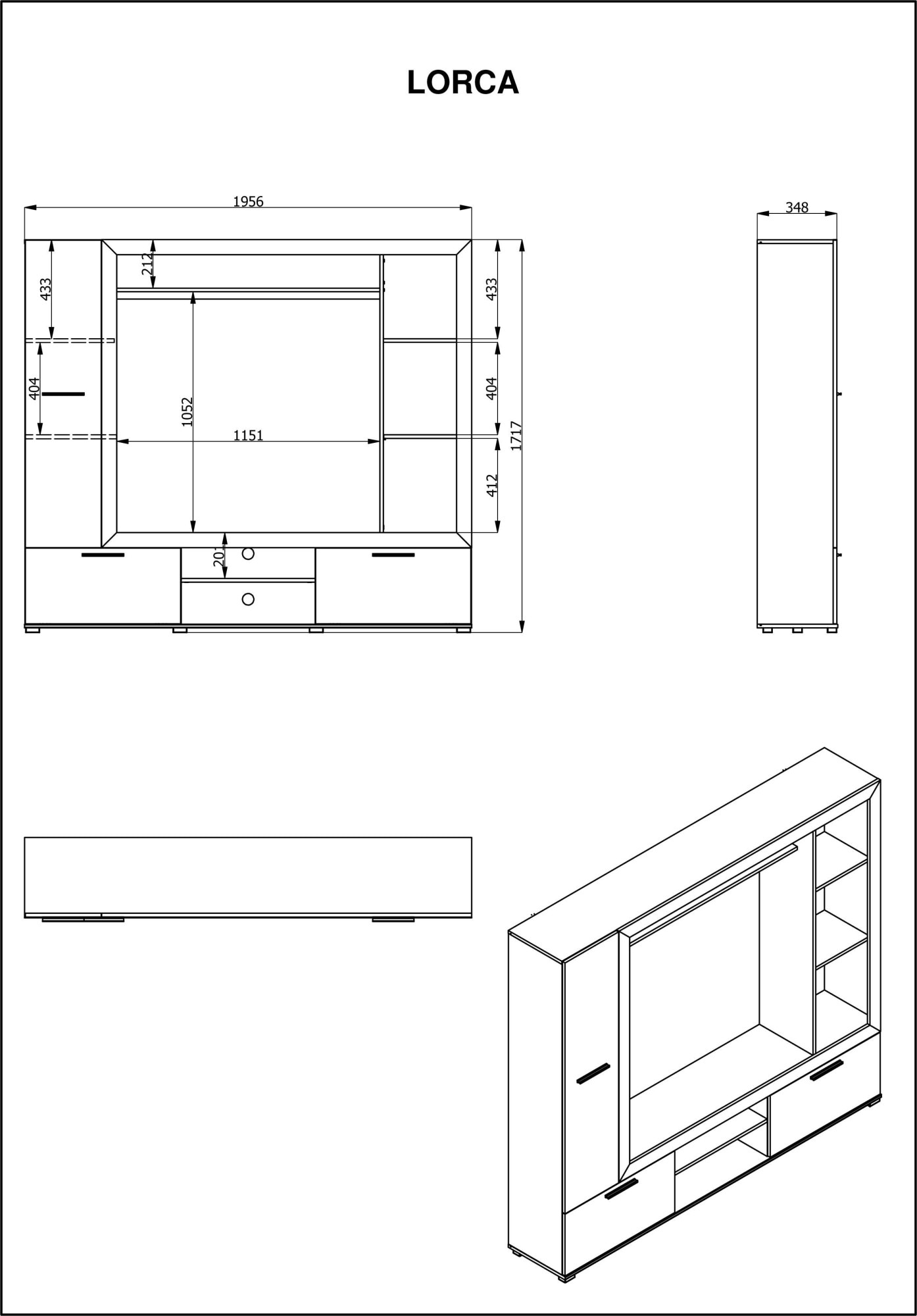 Home affaire Wohnwand »Lorca Medienwand, Wohnzimmerwand, TV-Wand« 4 Stk. tlg.