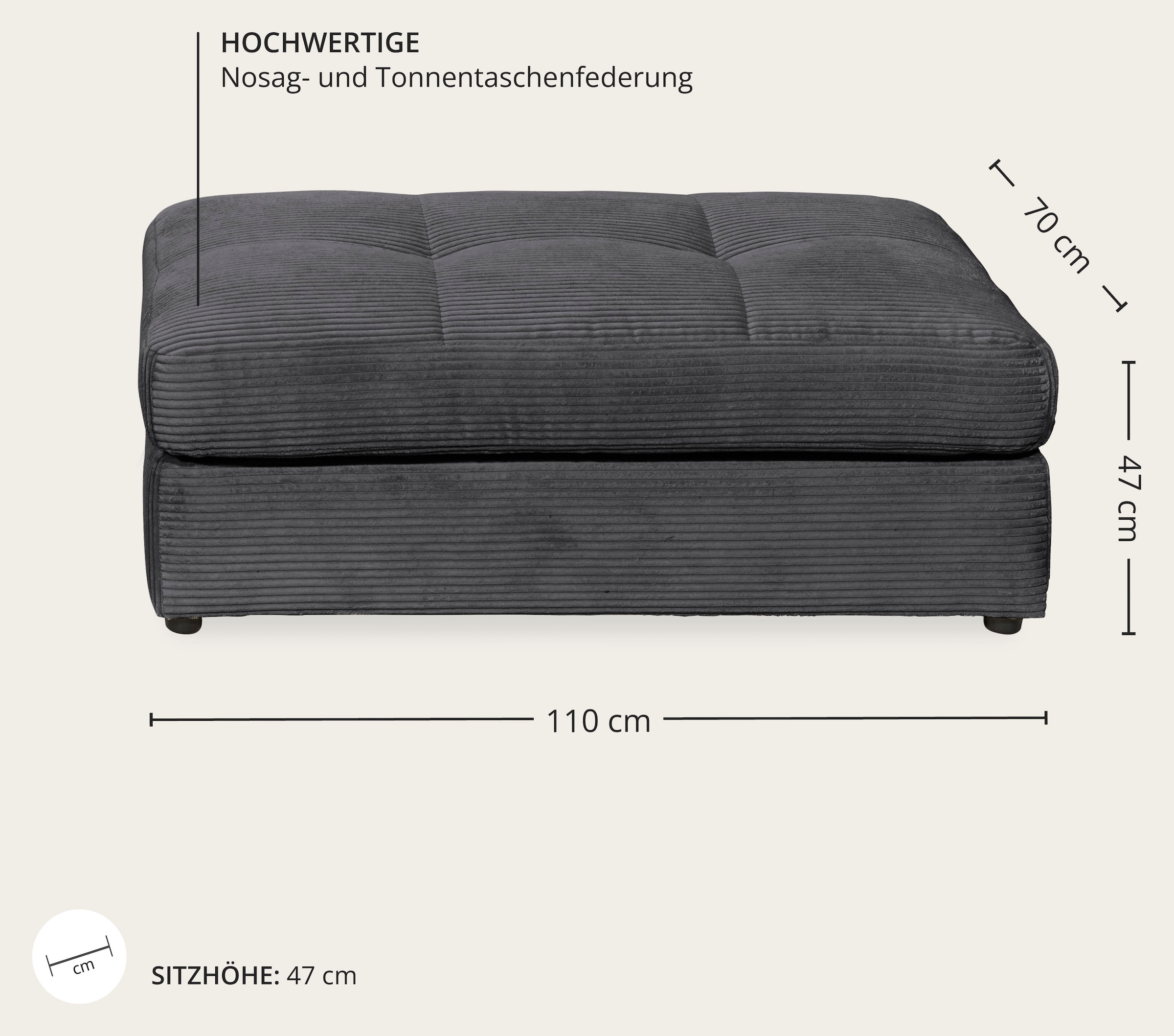ED EXCITING DESIGN 3-Sitzer »Jasper Mega-Sofa, bequem, viel Platz, Breite 265cm, Tiefe 122cm«