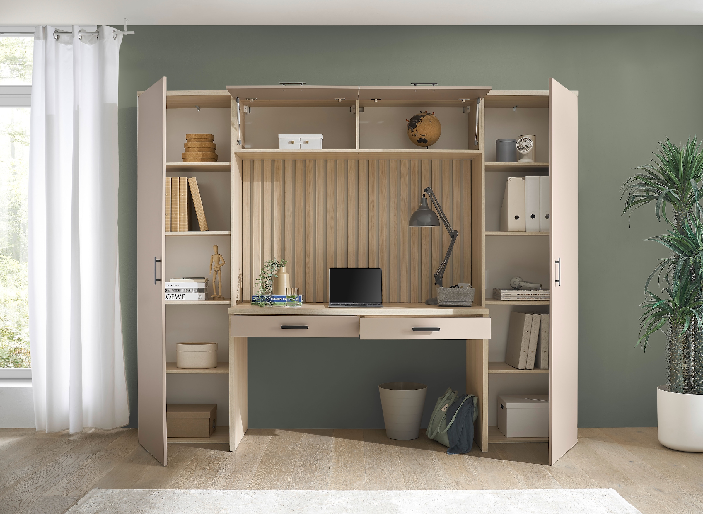 BEGA OFFICE Ensemble de meubles de bureau »Aragon Bürokombination B/H/T 250x200x60 cm« ensemble de bureau 4 pièces, revêtement mélaminé, poignées en métal
