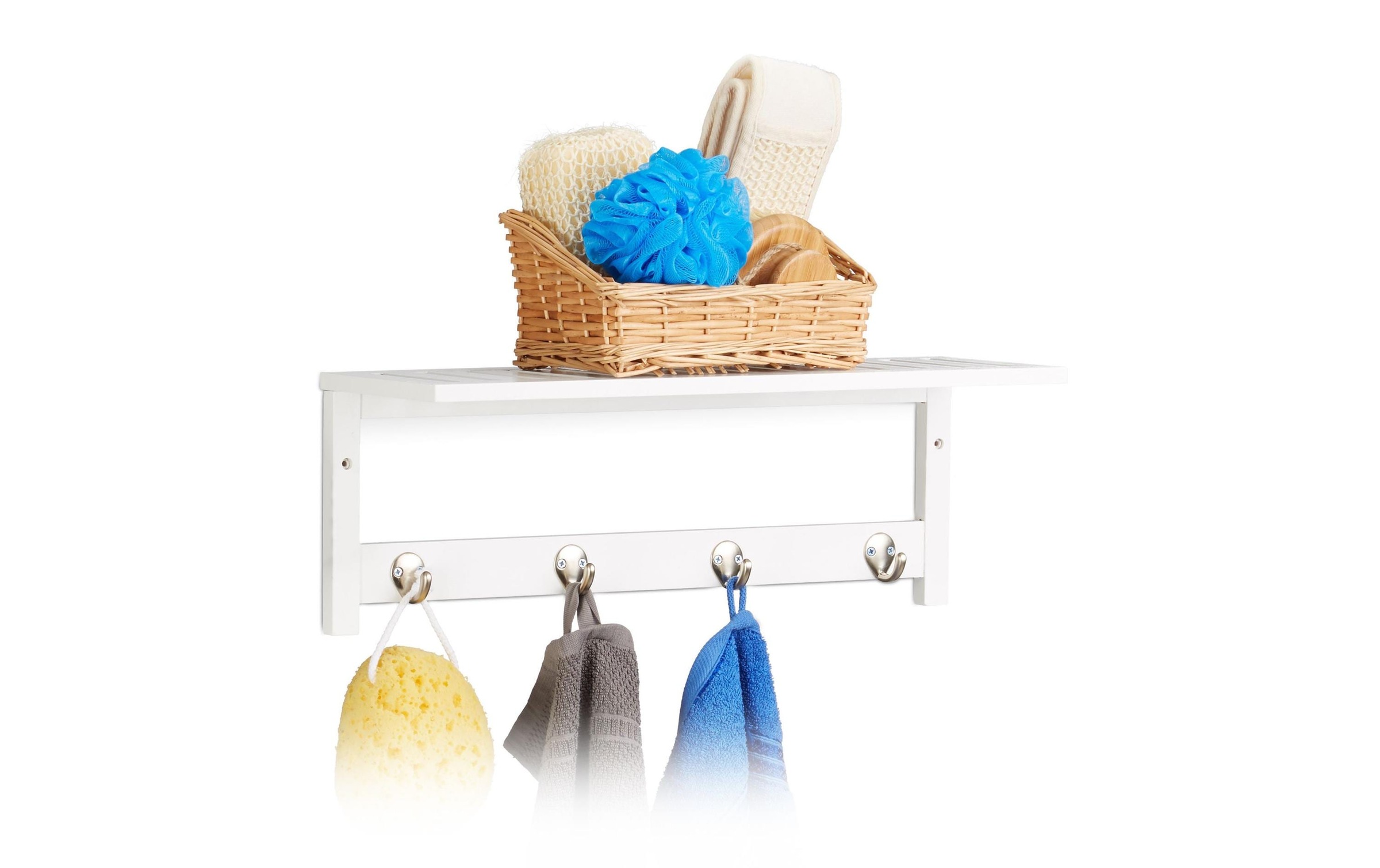 relaxdays Wandregal »Wandregal mit 4 Haken«