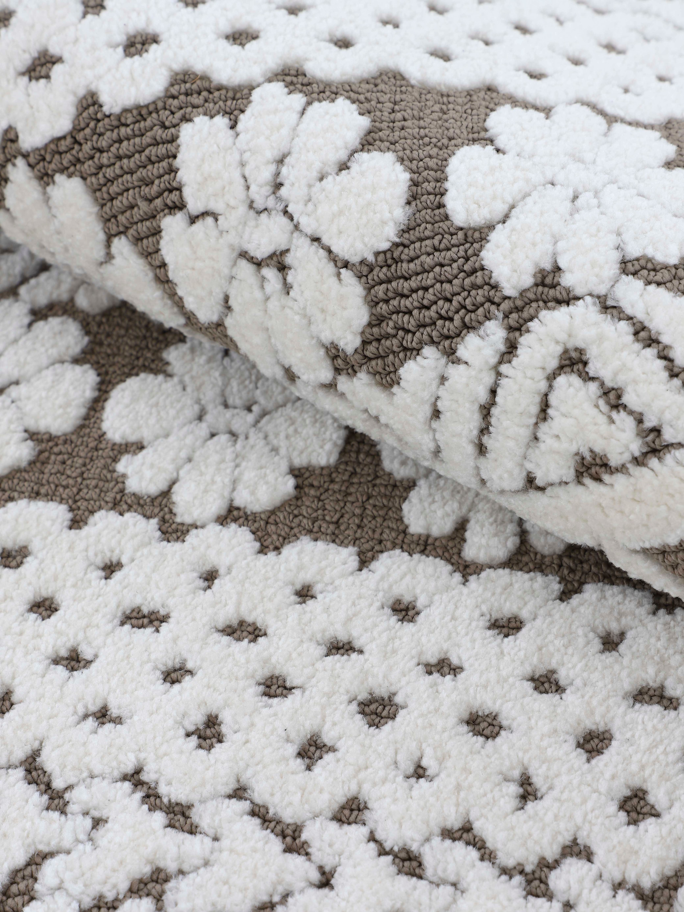 carpetfine Tapis »Holly 1« Rectangulaire 12 mm Höhe Blumen Motiv, Hoch-Tief Struktur, Wohnzimmer