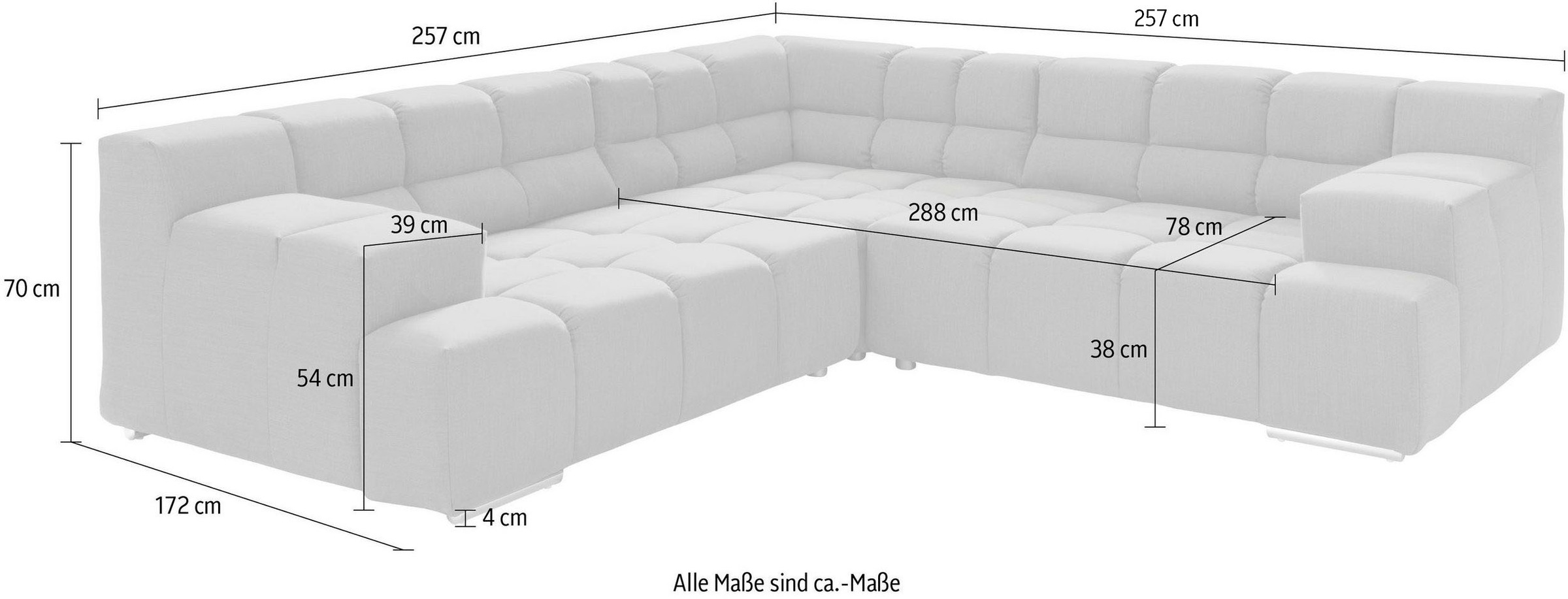 designwerk Ecksofa »Temple L-Form, tolles Designsofa« mit Sitztiefenverstellung