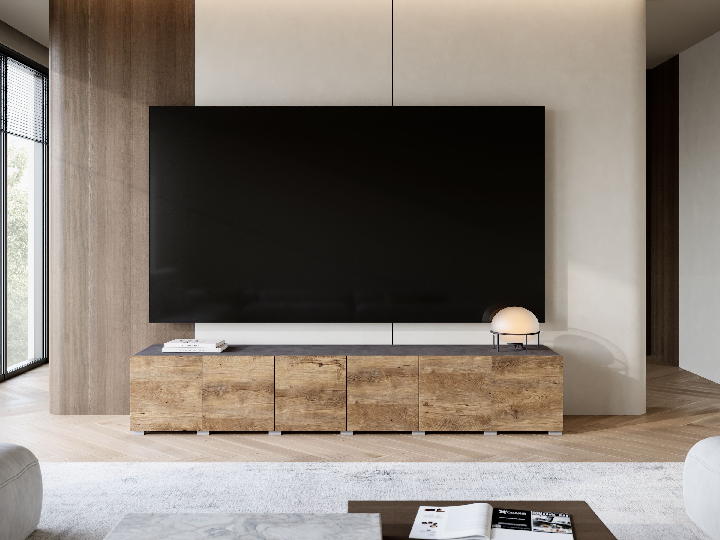 GOODproduct Lowboard »Denver Erlebe die Weltmeisterschaft im XXL-Format« 1 Stk. tlg. Elegantes TV-Möbel 220 cm, speziell für bis zu 98-Zoll Fernseher