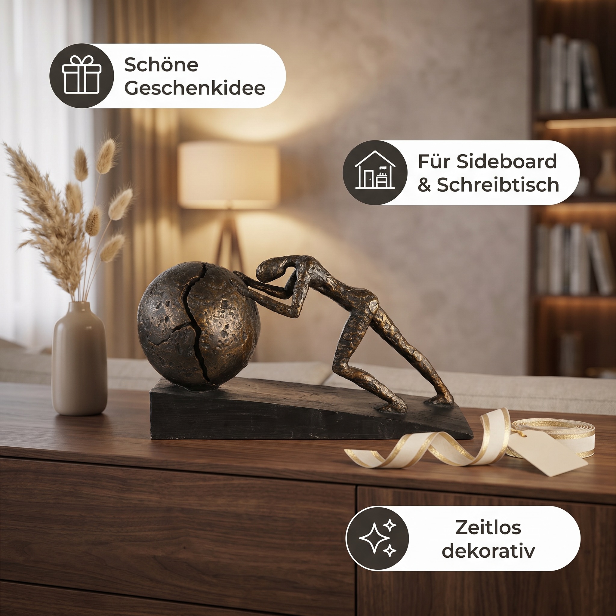 Casablanca by Gilde Figurine de décoration »Skulptur Heavy Ball« objet déco, hauteur 22 cm, avec étiquette à message, salon