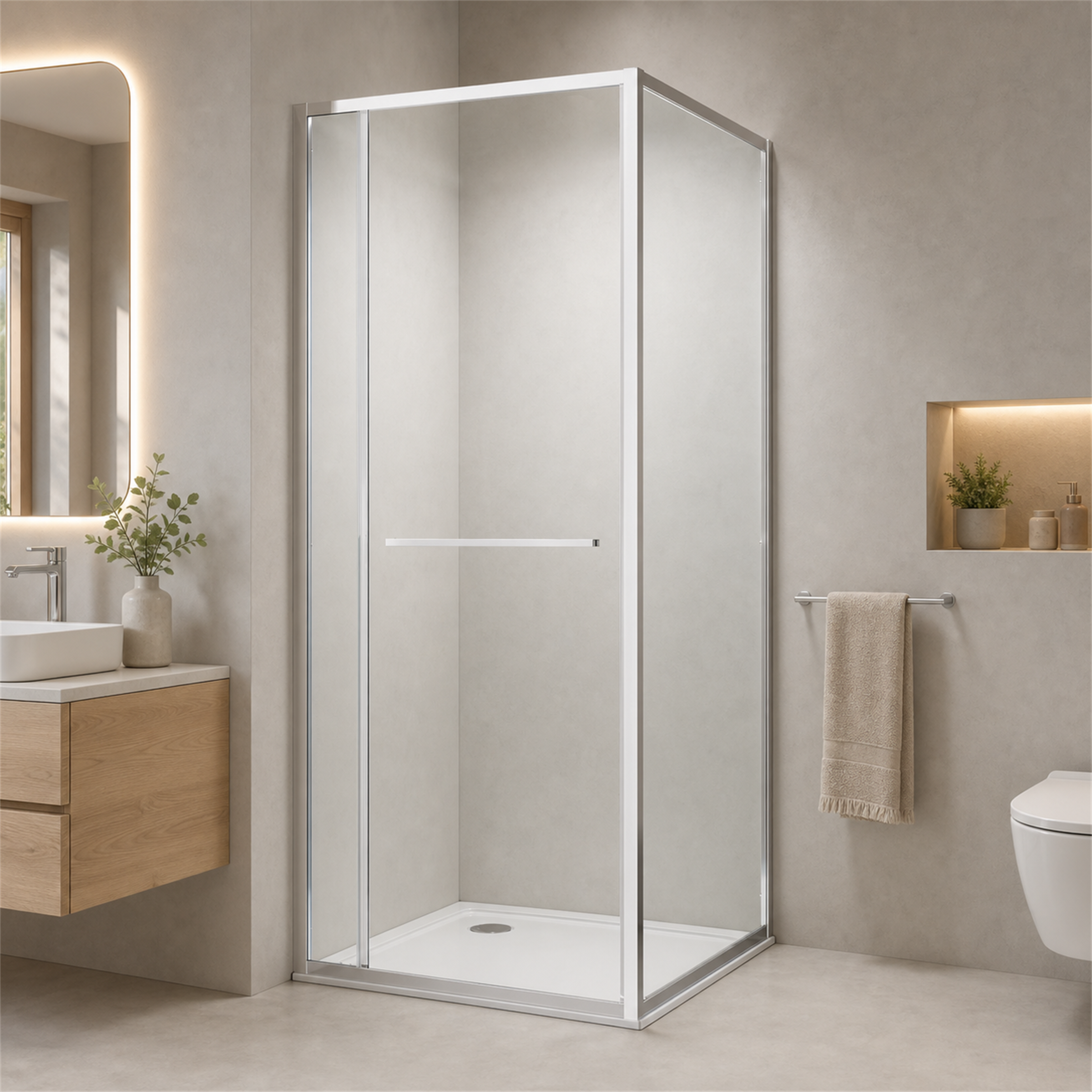 GOODproduct Douche d'angle »Vinci« porte battante pour largeur d'entrée maximale, système à double roulettes