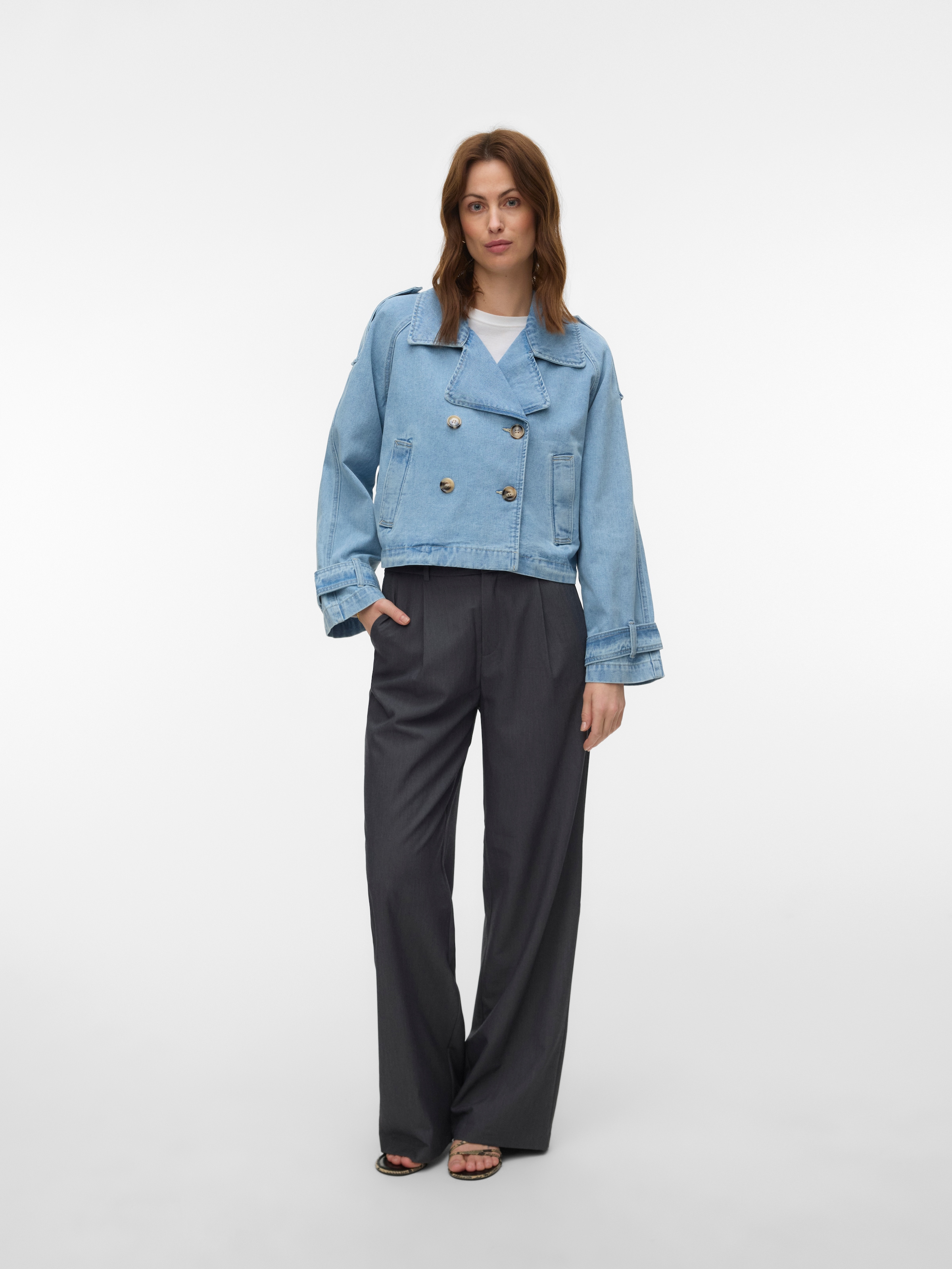 Vero Moda Veste en jean »VMLELOU LS SHORT TRENCHCOAT MIX NOOS« Baumwolle, mit Schulterriegeln