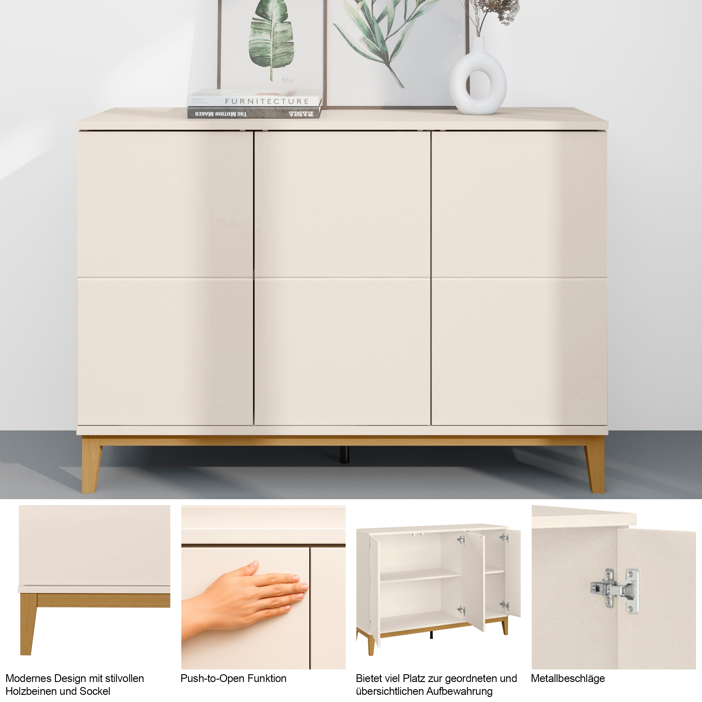 GOODproduct Buffet »Maryd« Commode, structure imitation bois, largeur 120 cm