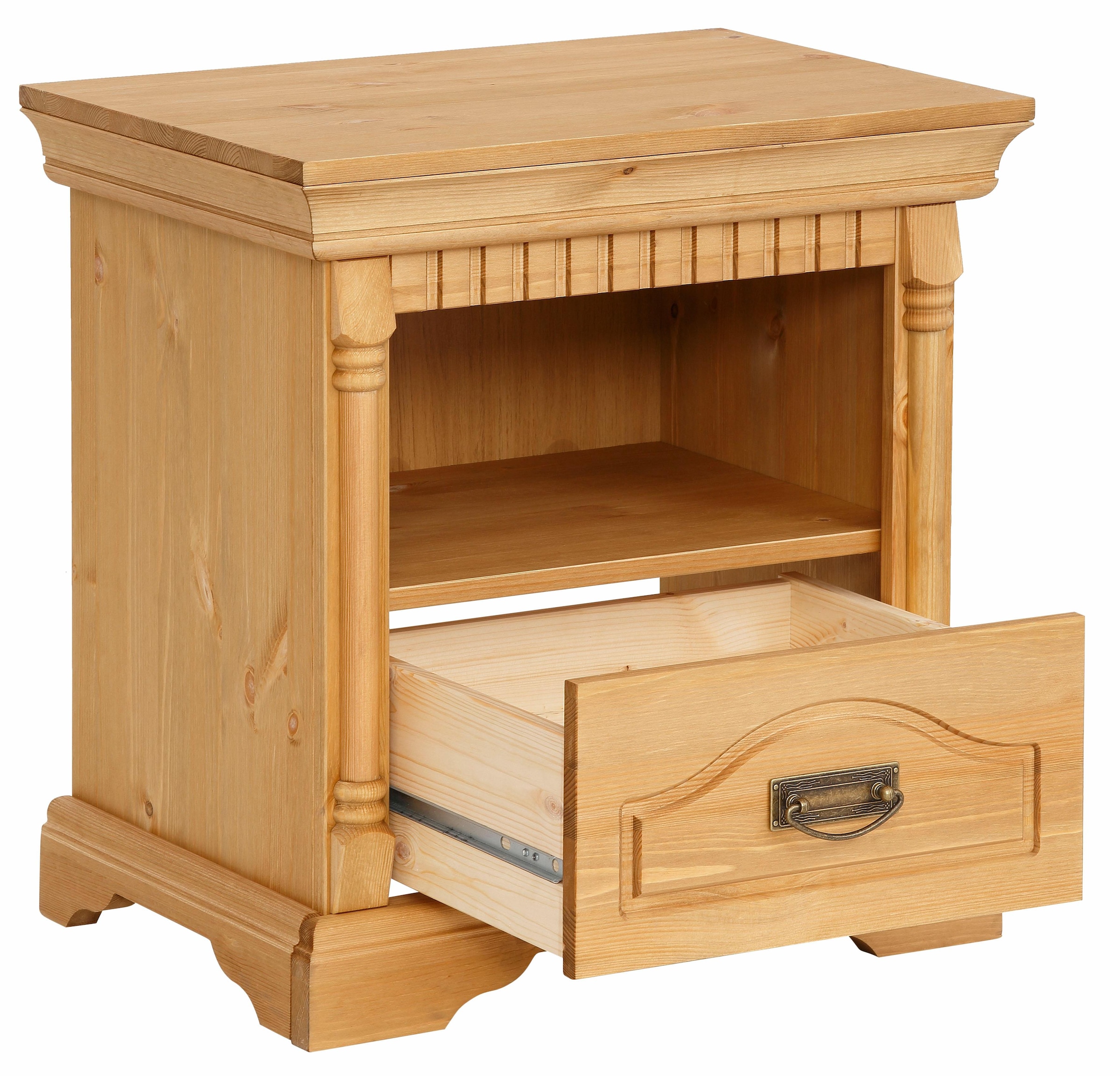 GOODproduct Nachtkonsole »Graz« aus massiver Kiefer, mit aufwendigen Details, Breite: 55 cm