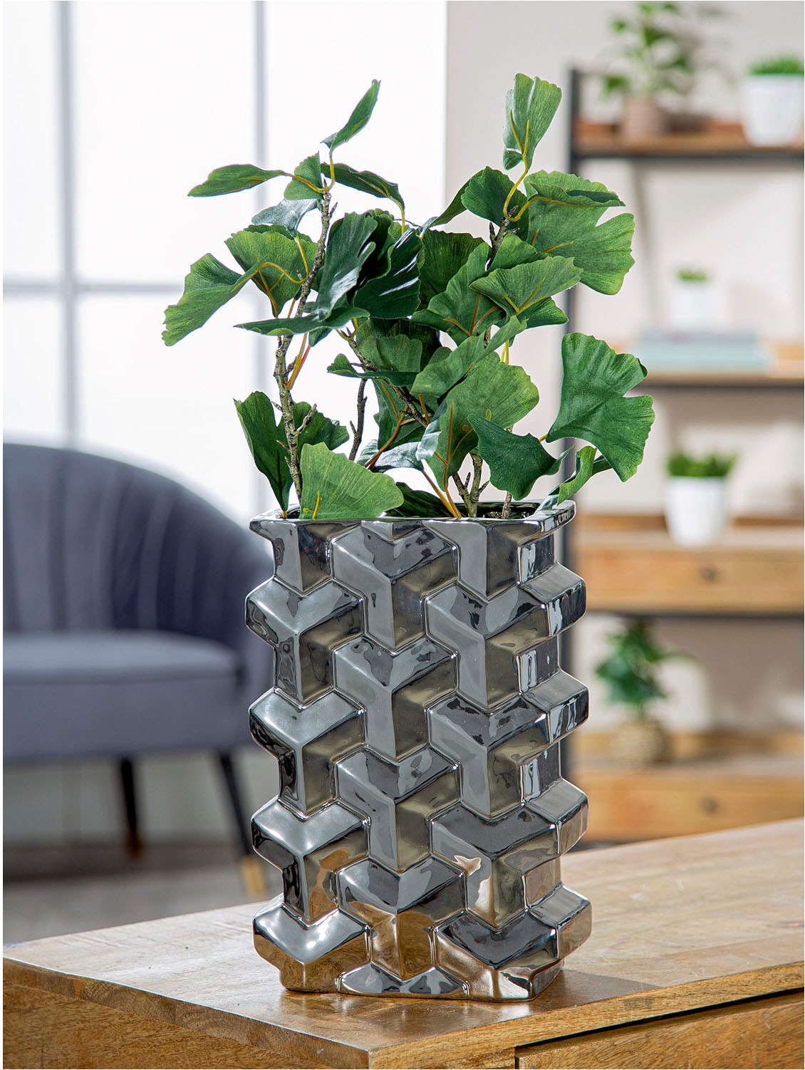 GILDE Tischvase »Vase rechteckig Apollo silberfarben H. 30 cm«