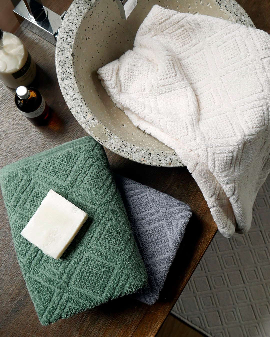 framsohn frottier Handtuch Set »Mosaik« gemustert, fein gewalkter Feinzwirn, hergestellt in Österreich