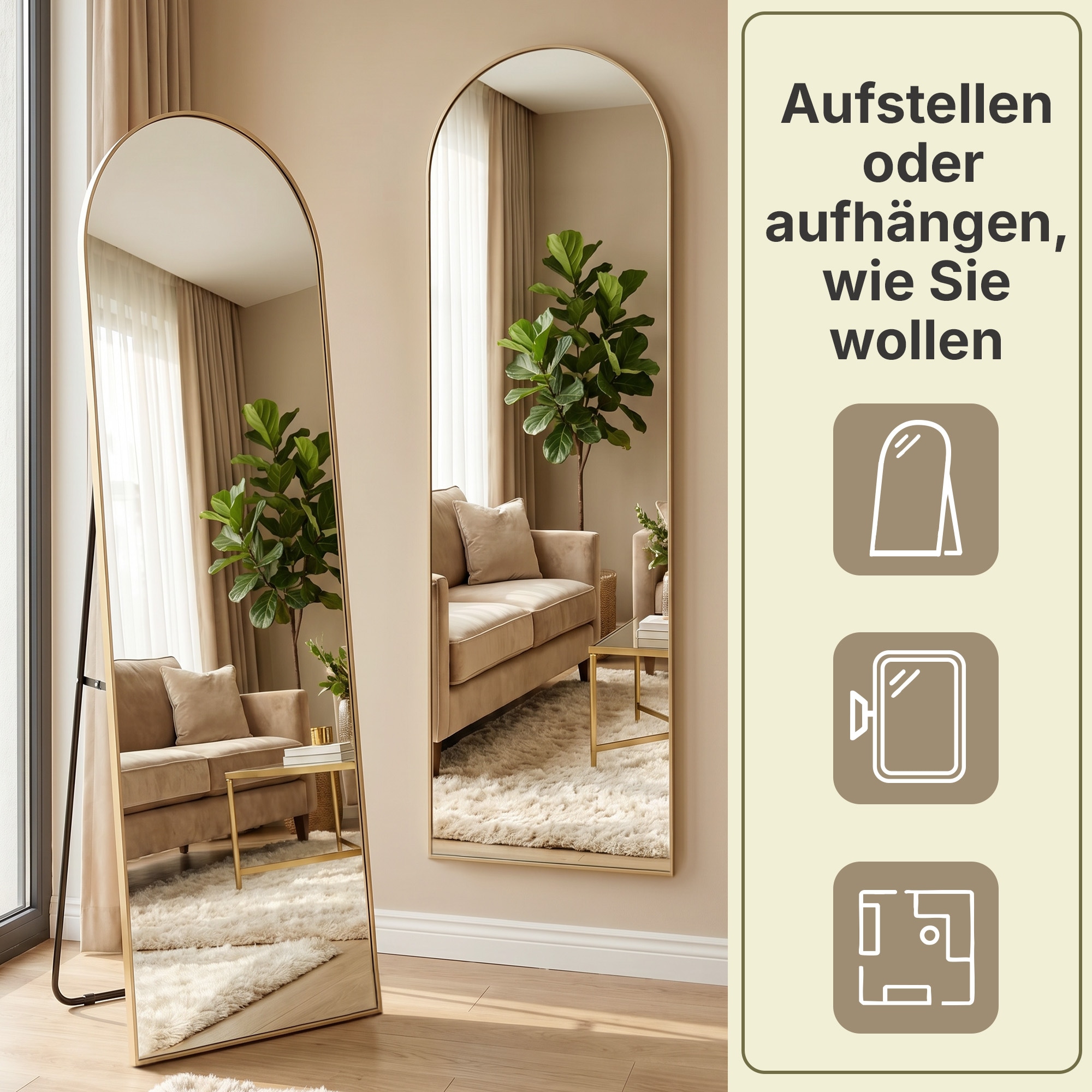 GOODproduct Spiegel »Standspiegel Addrik, wahlweise in 2 Grössen 150x40cm oder 180x60cm« Ganzkörperspiegel mit Sicherheitsglas, in verschiedenen Farben