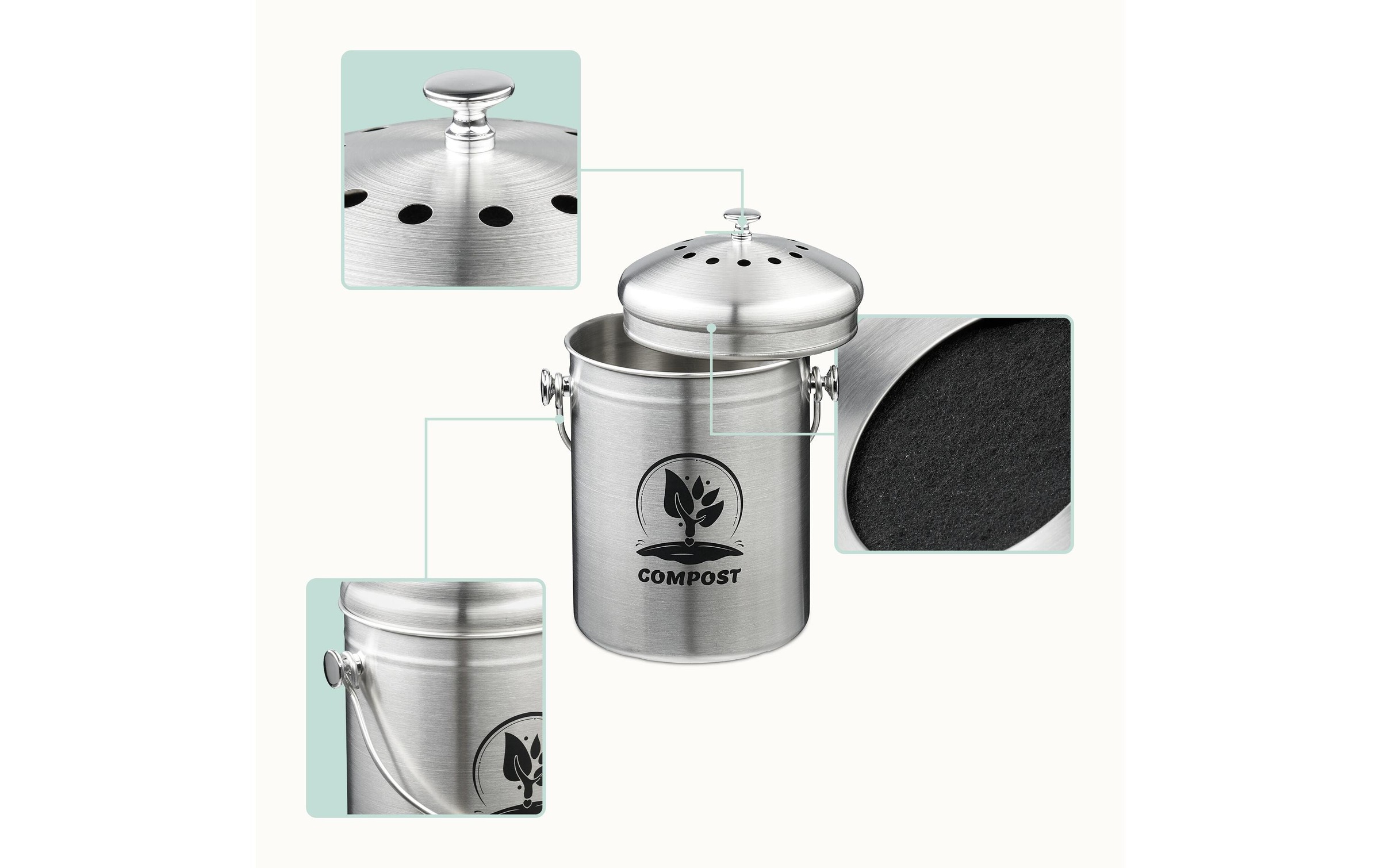 relaxdays Poubelle bio »mit Geruchsfilter 5 l«