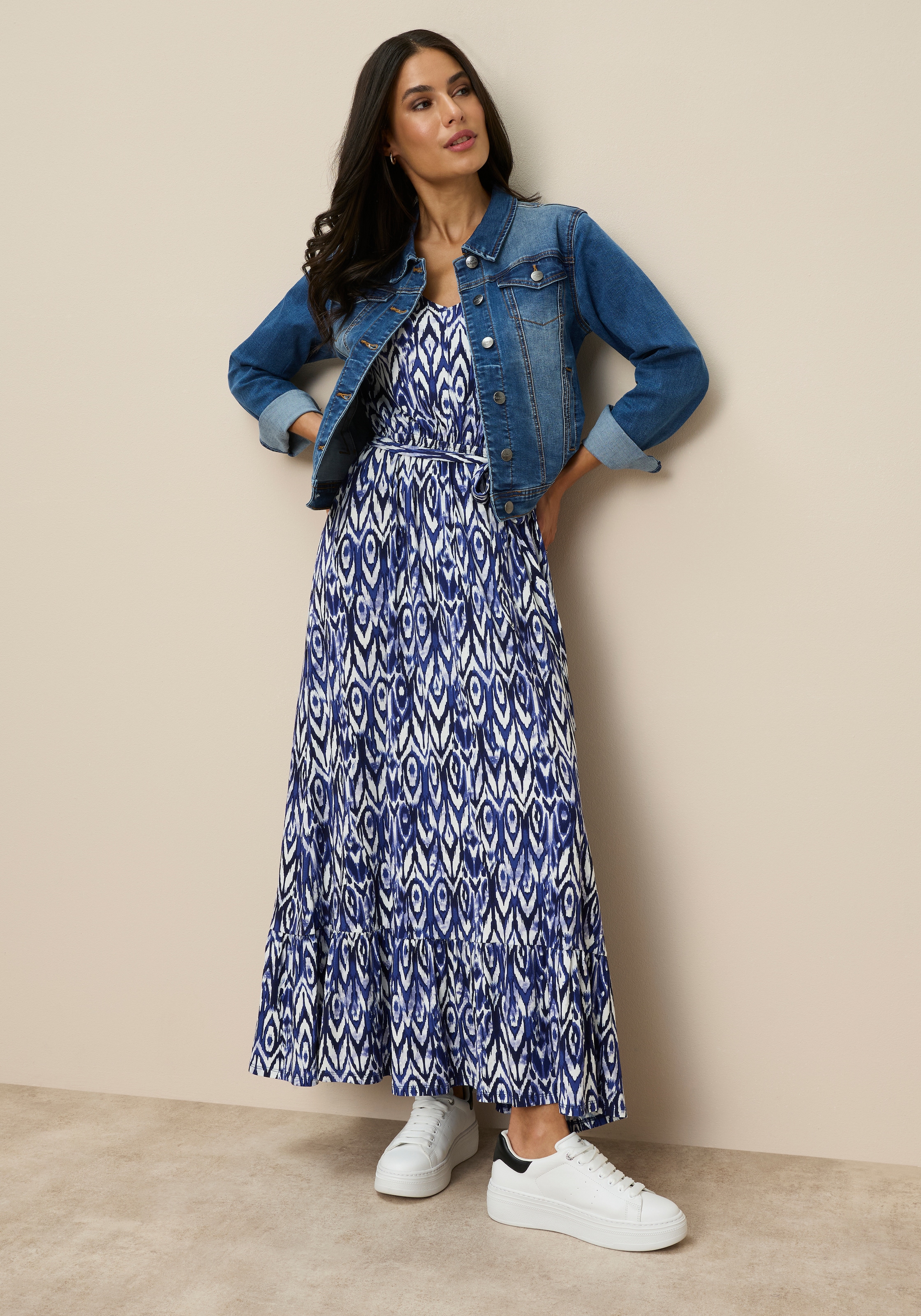 Tamaris Robe en jersey mit verspielten Ärmeln, figurumspielende Passform