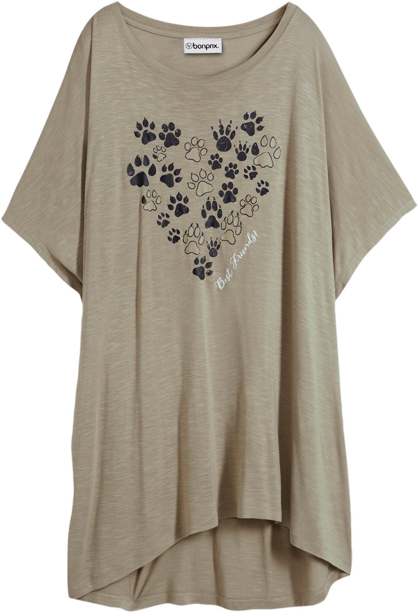 bonprix T-shirt Oversize-Passform, Kurzarm, mit dekorativem Druck, aus Viskose