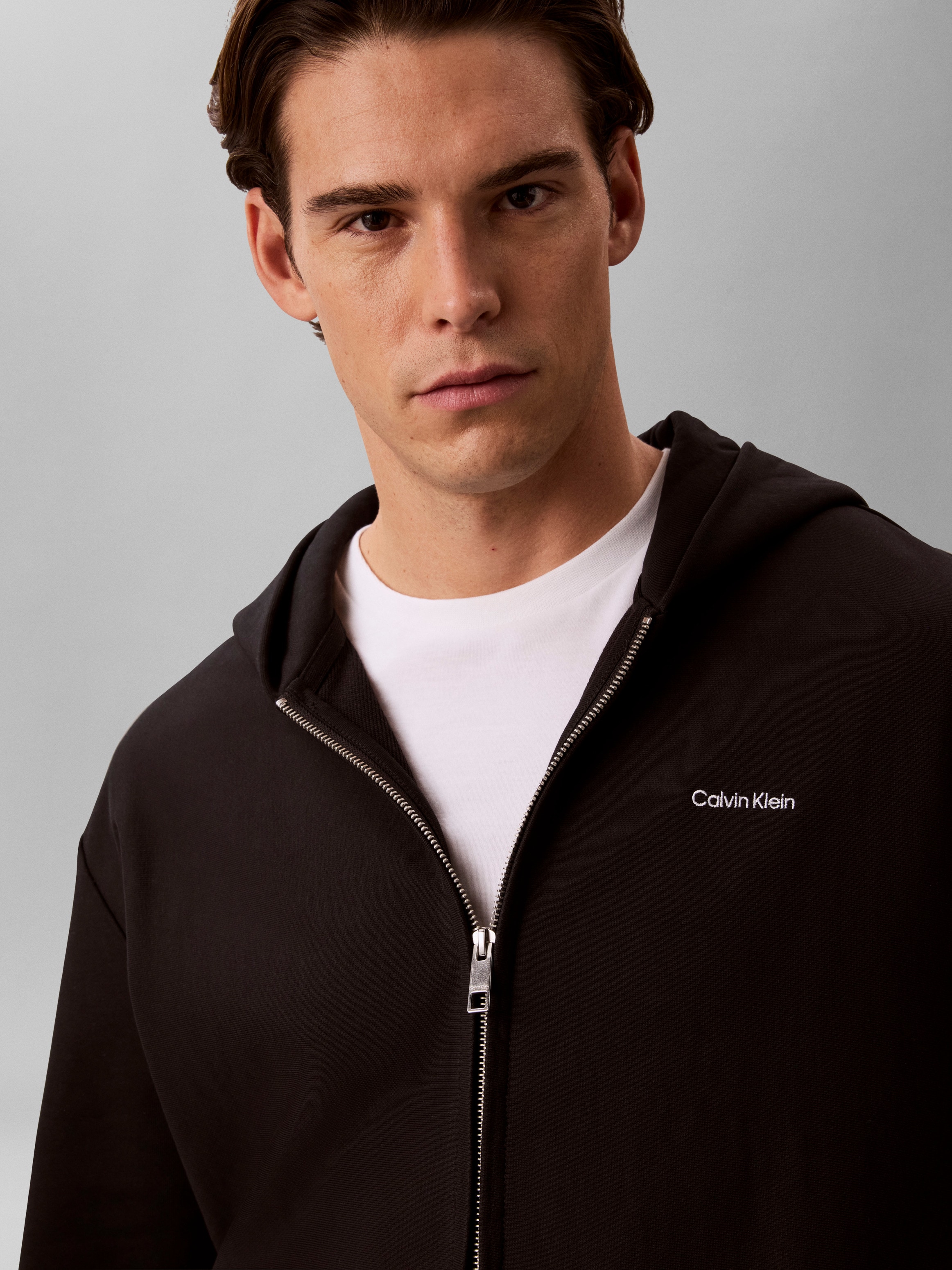 Calvin Klein Sweat à capuche Coupe régulière, fermeture éclair bidirectionnelle