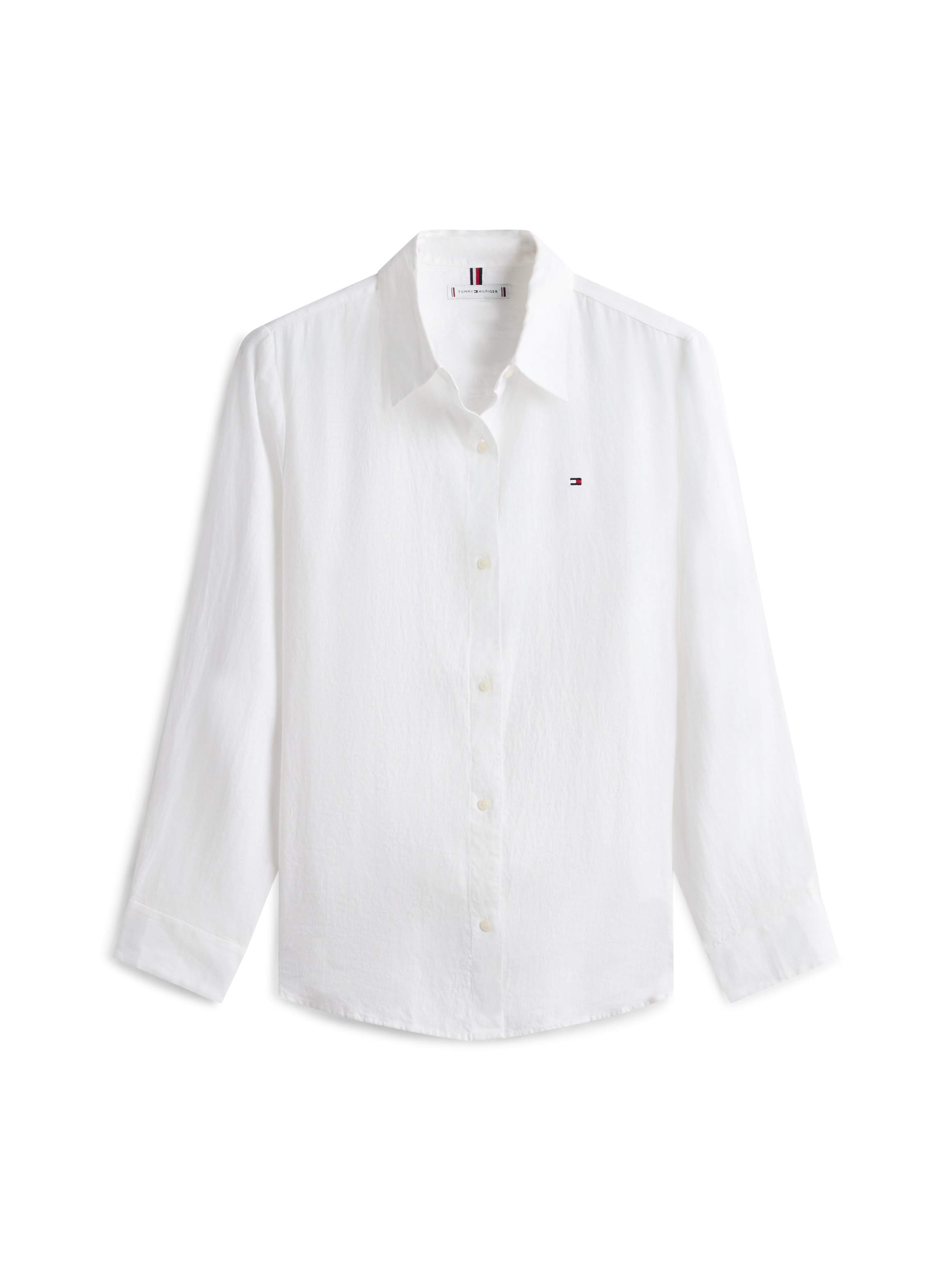 Tommy Hilfiger Blouse chemise »ESS LINEN RELAXED SHIRT« avec broderie logo, lin premium rafraîchissant