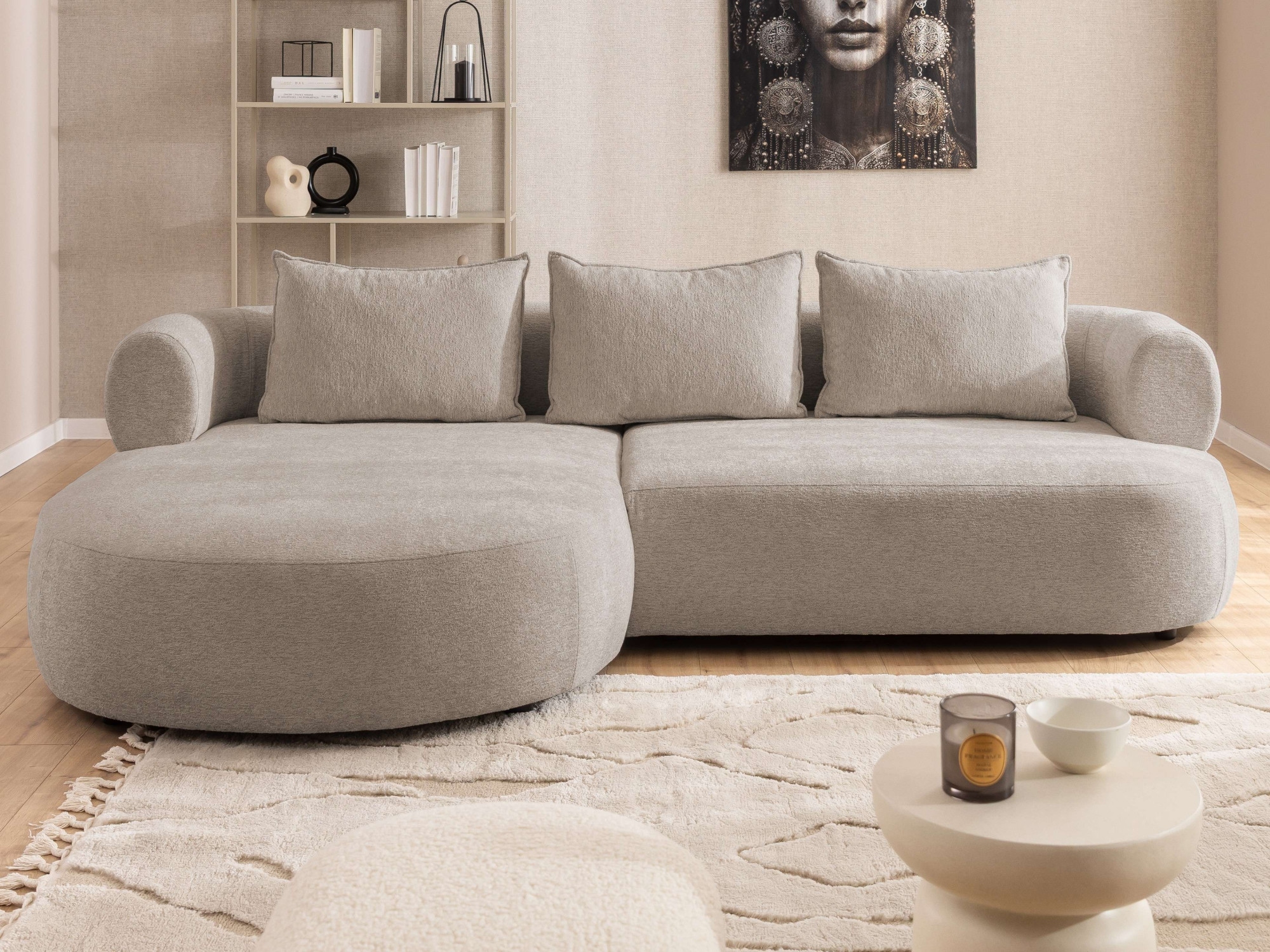 Home affaire Canapé d'angle »LUSSAC L-Form Design-Sofa mit Zierkissen, Masse B/T/H: 257/159/78 cm« grand confort d'assise et design moderne, canapé sans fonction lit