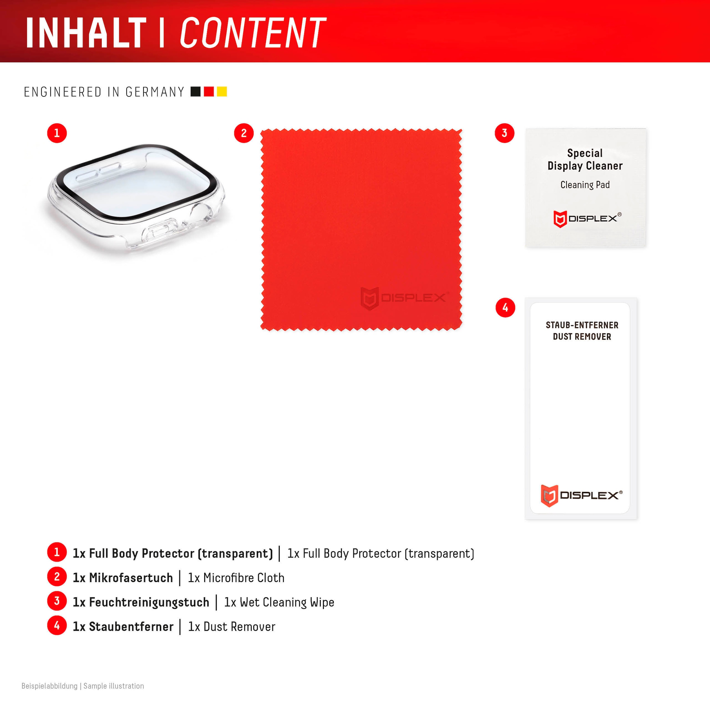 Displex Verre de protection d'écran »Smartwatch Glass All-In-One Protector Full Body« für Apple Watch Series 10 42 mm;Apple Watch Series 11 42 mm Displayschutzfolie, Schutzfolie, Bildschirmschutz, kratz- & stossfest