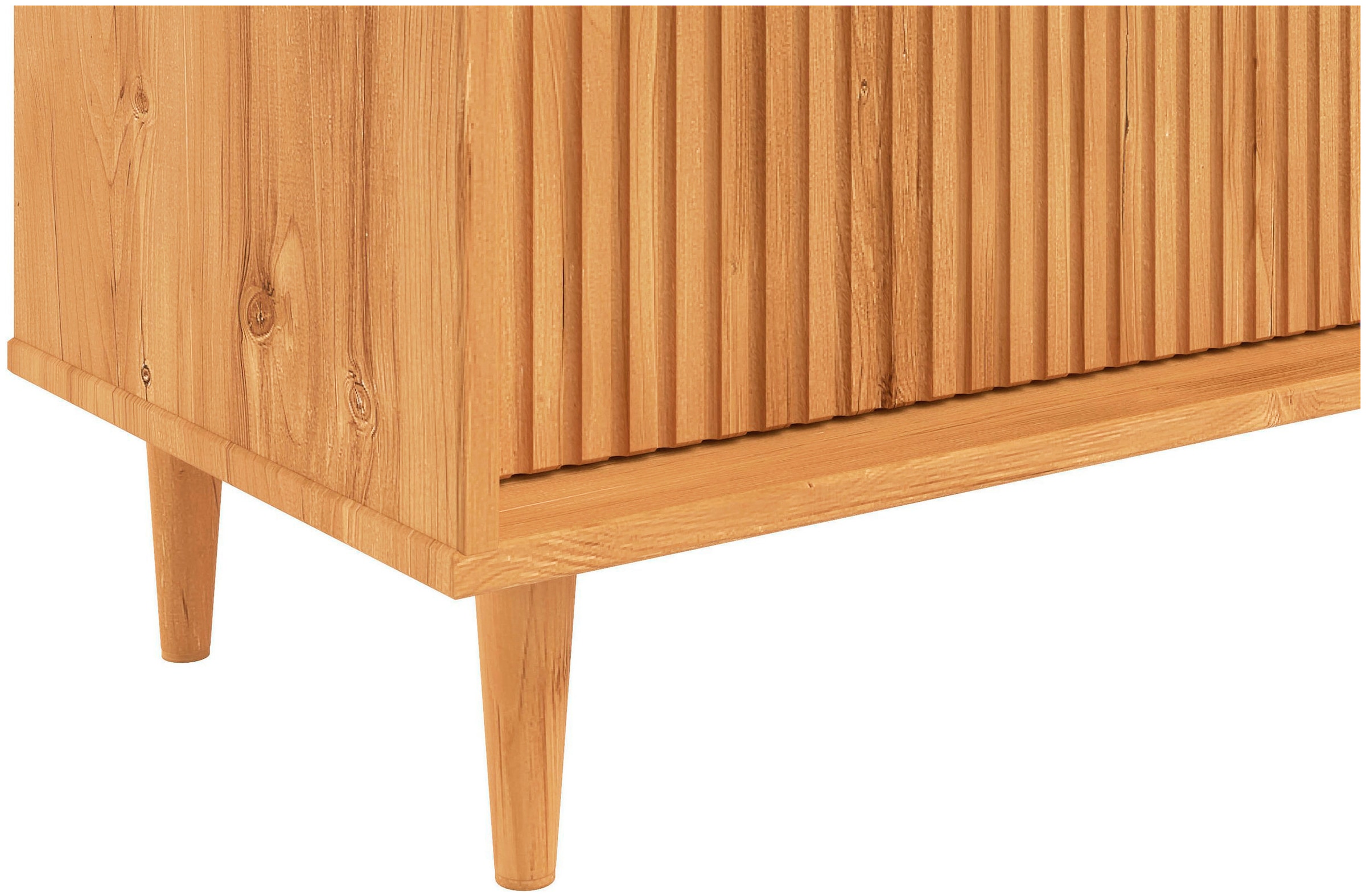 GOODproduct Buffet haut »Malmedy Front mit gefrästen Rillen« commode armoire moyenne en pin massif, push-to-open, L 100 cm