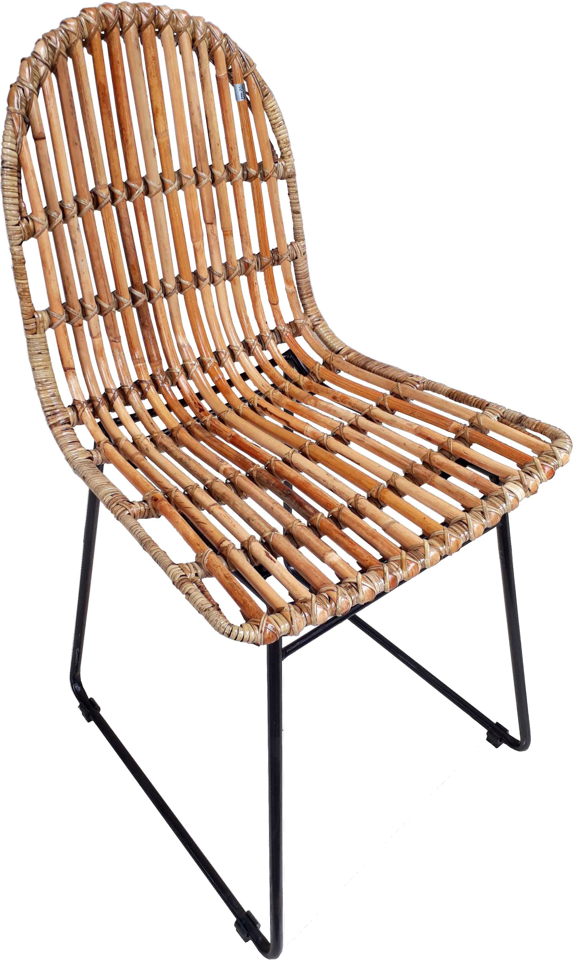 SIT Rattanstuhl »2er-Set T-Rattan Chair Natur Rattan Metall Schwarz« (Set) 2 Stk.2er Set Rattanstühle mit Metallgestell im modernen Naturdesign