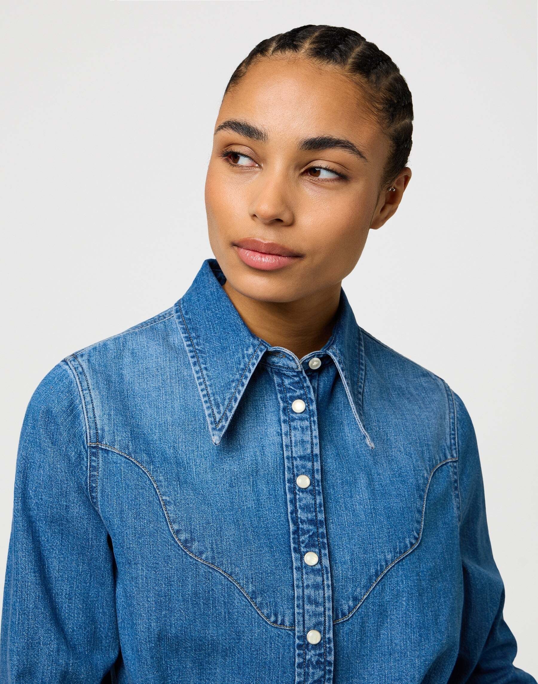 Wrangler Blouse en jean »WRANGLER Jeanshemd Femme Peplum Shirt«