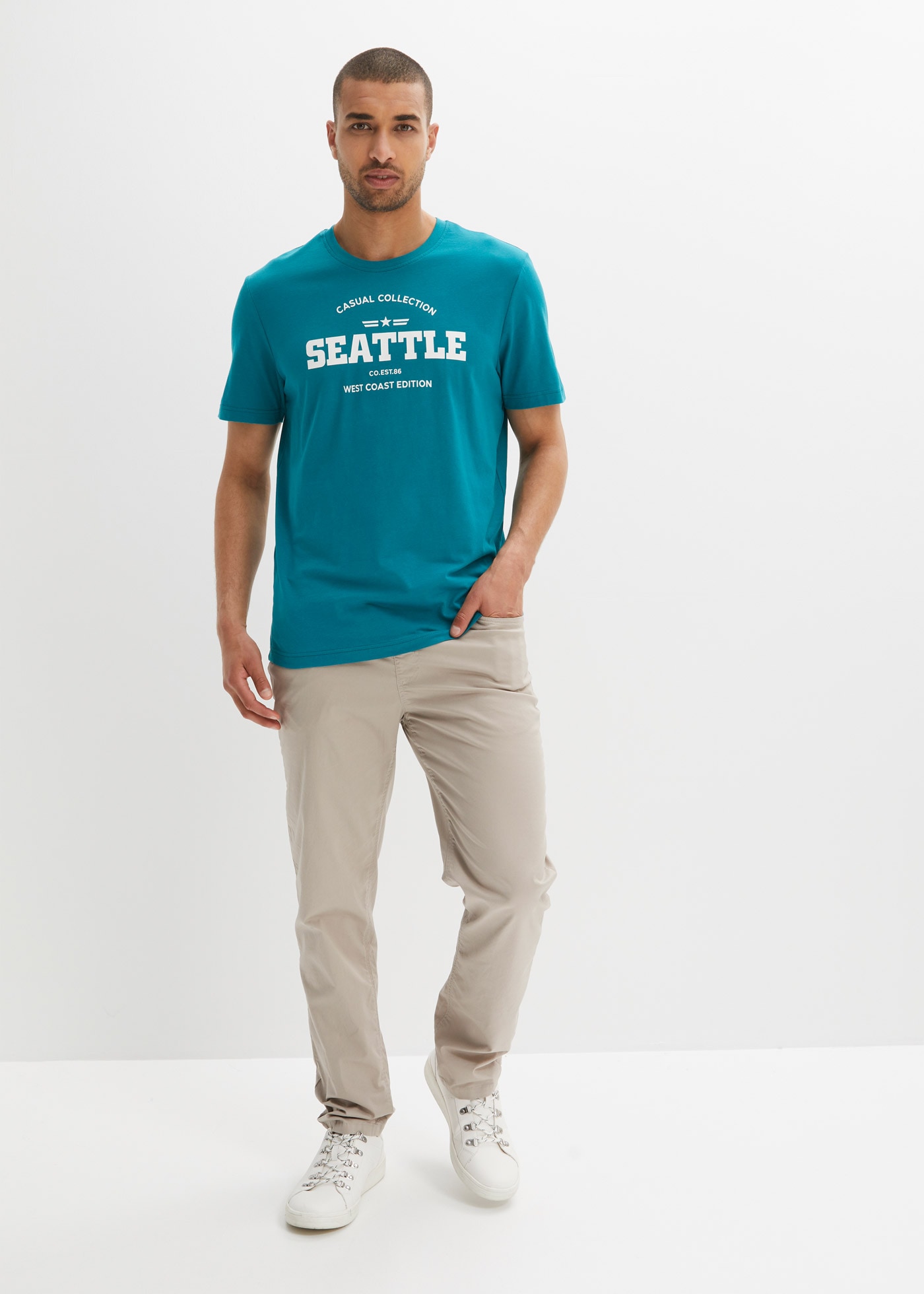 bonprix T-shirt Paquet, 2 Regular Fit Passform, Kurzarm-Design, aus Baumwolle