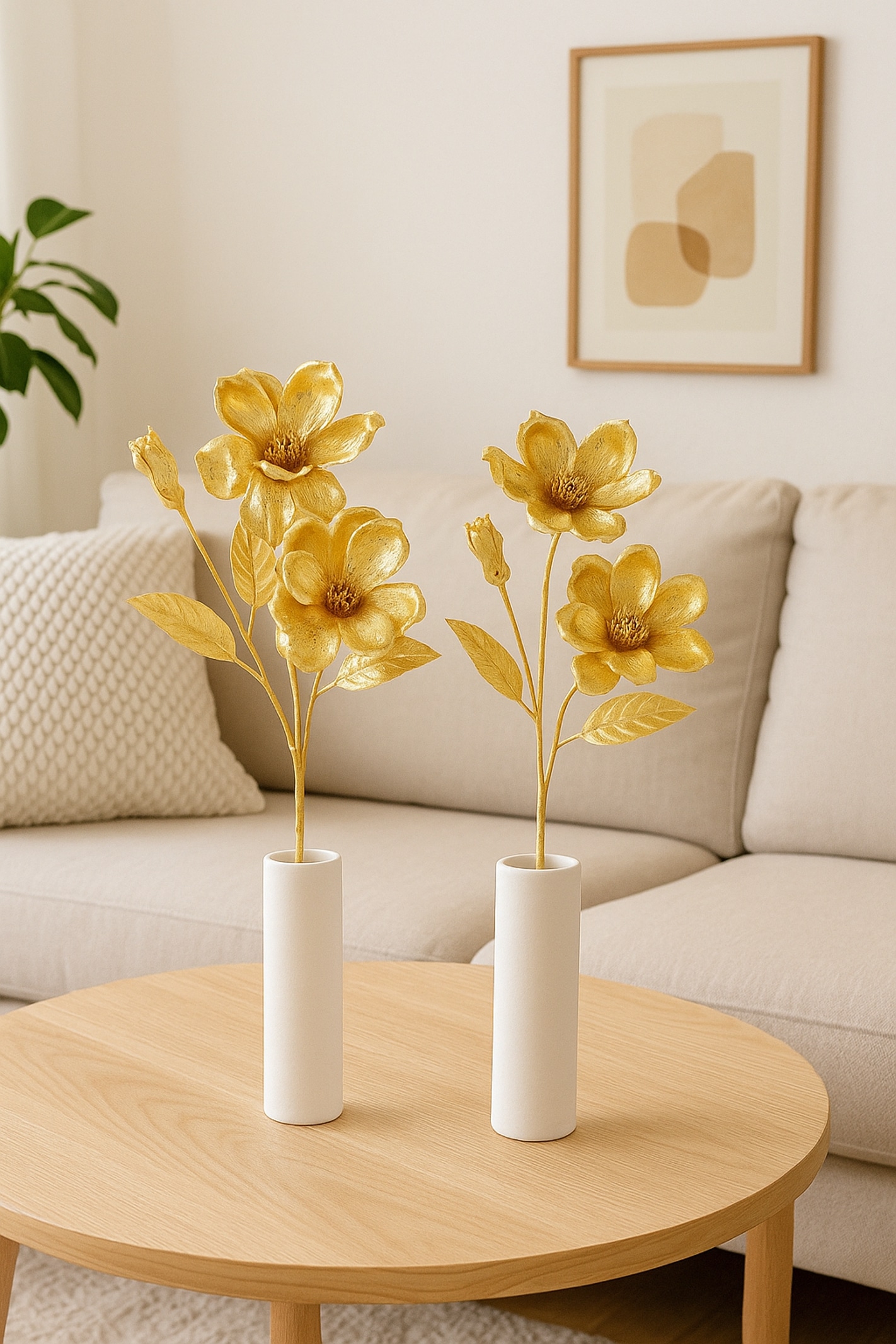 I.GE.A. Kunstblume »Magnolie« 2er Set Dekoblume Metallic Effekt glänzende Weihnachtsdeko Blüten
