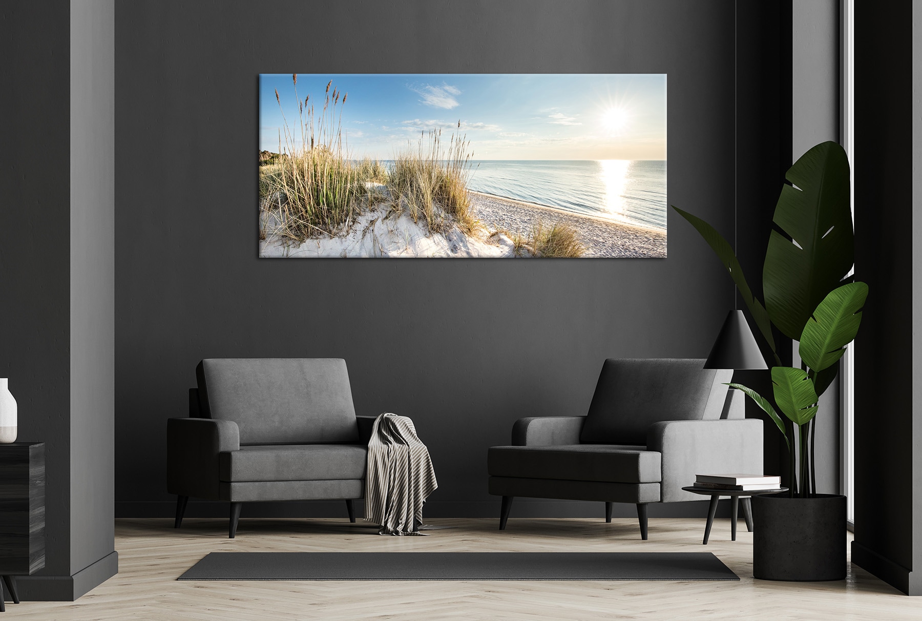 Bönninghoff Tableau sur toile »Wandbild STRAND XXL 90x200 cm – Leinwandbild Keilrahmen Deko modern« Dune | Plage 1 cuis tlg. tendu sur châssis