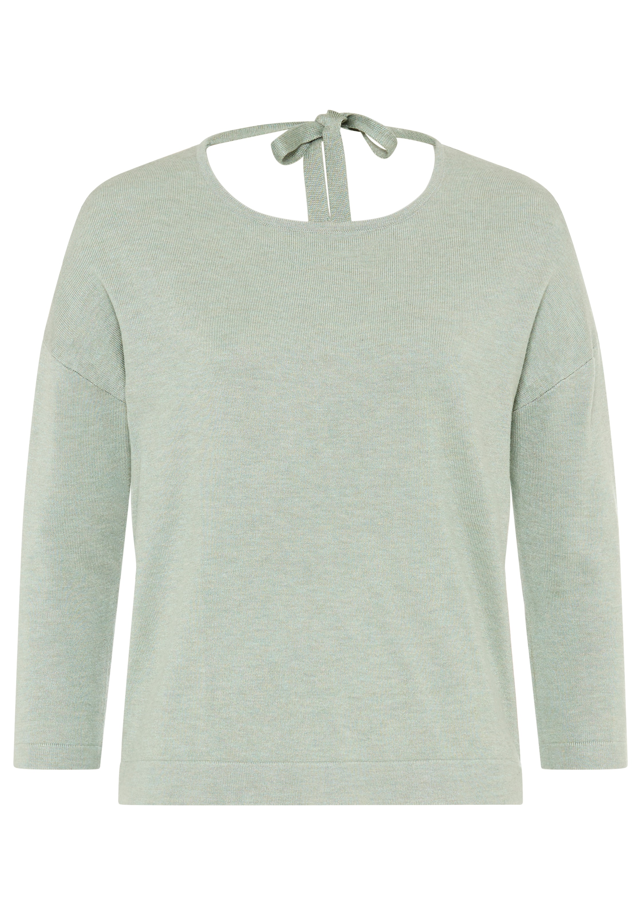 Laura Scott 3/4 Arm-Pullover aus Viskosemischung mit femininem Spitzeneinsatz und Schleifendetail